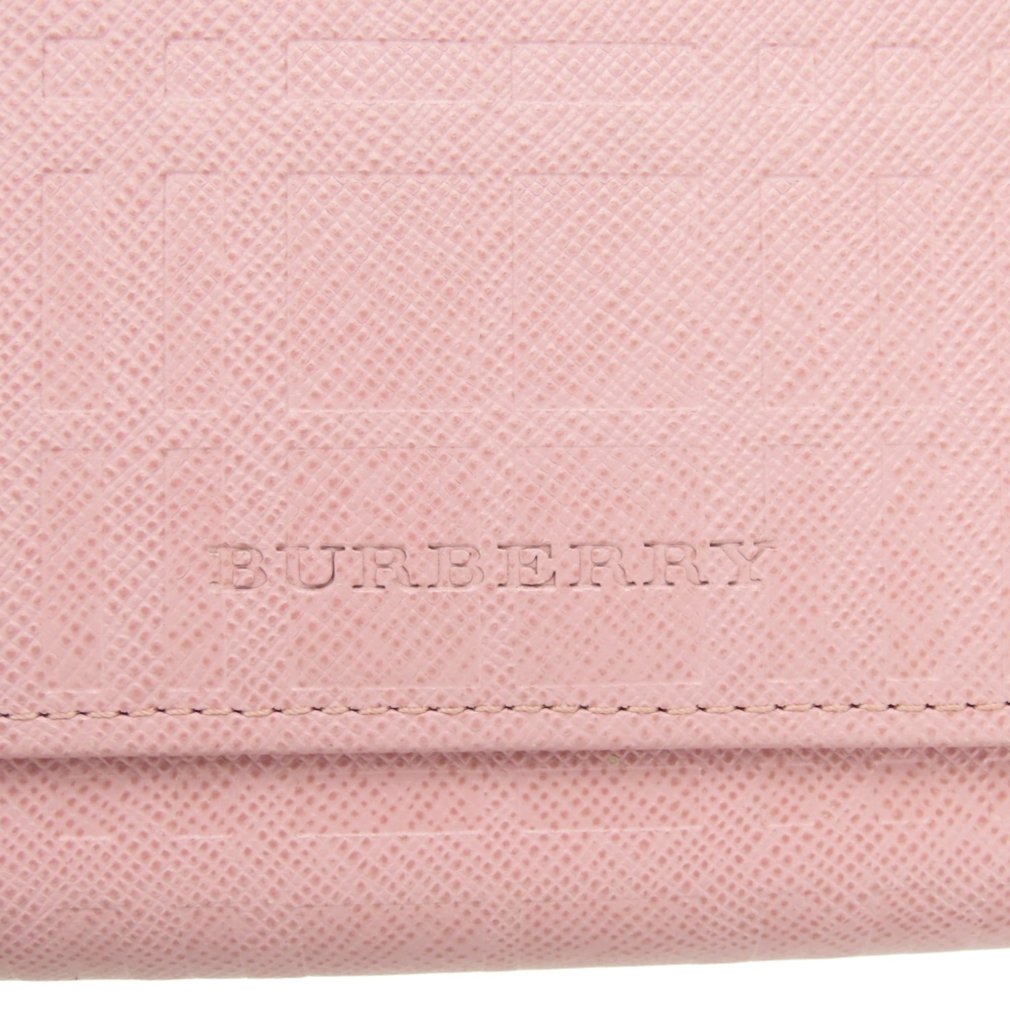 Burberry Burberry long wallet, leather, pink, clasp closure, check pattern, women's. Size ONE SIZE - 10 Thumbnail