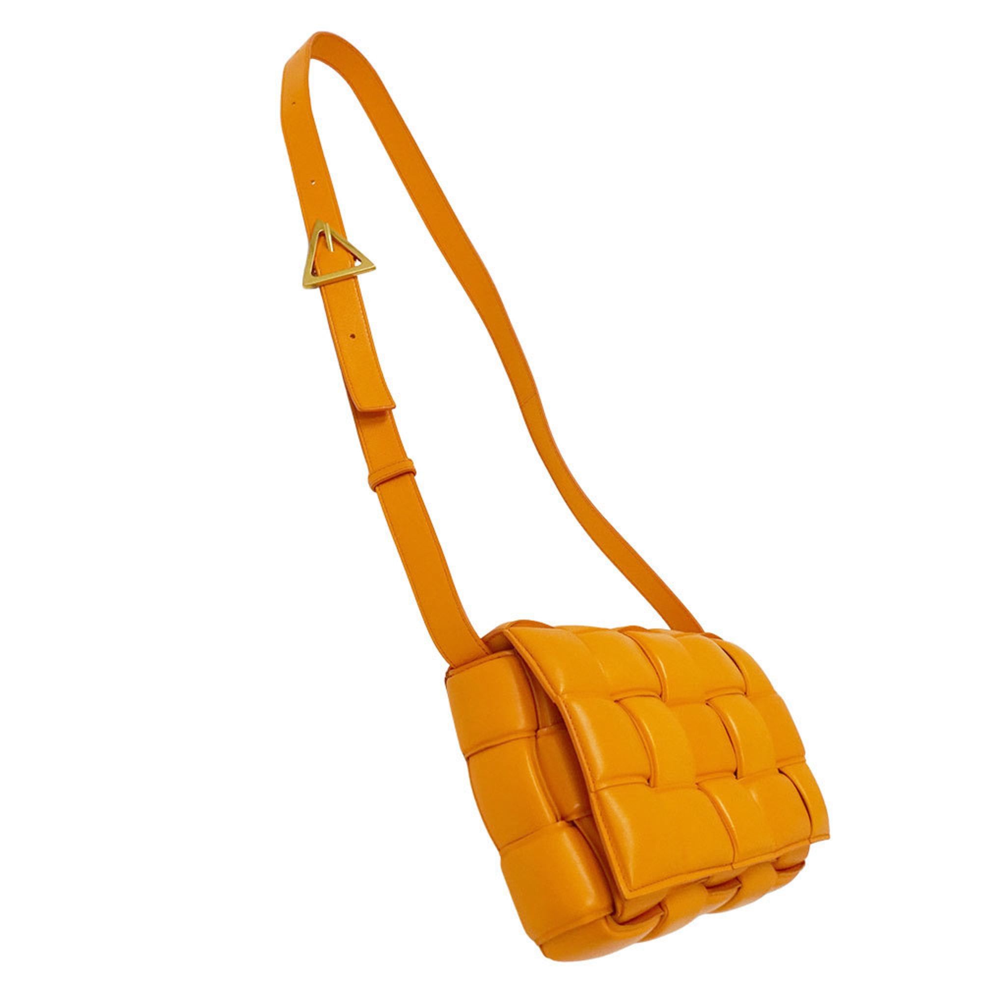 Bottega Veneta Bottega Veneta handbag for women, brand name Cassette shoulder bag, leather, orange, woven design. Size ONE SIZE - 4 Thumbnail