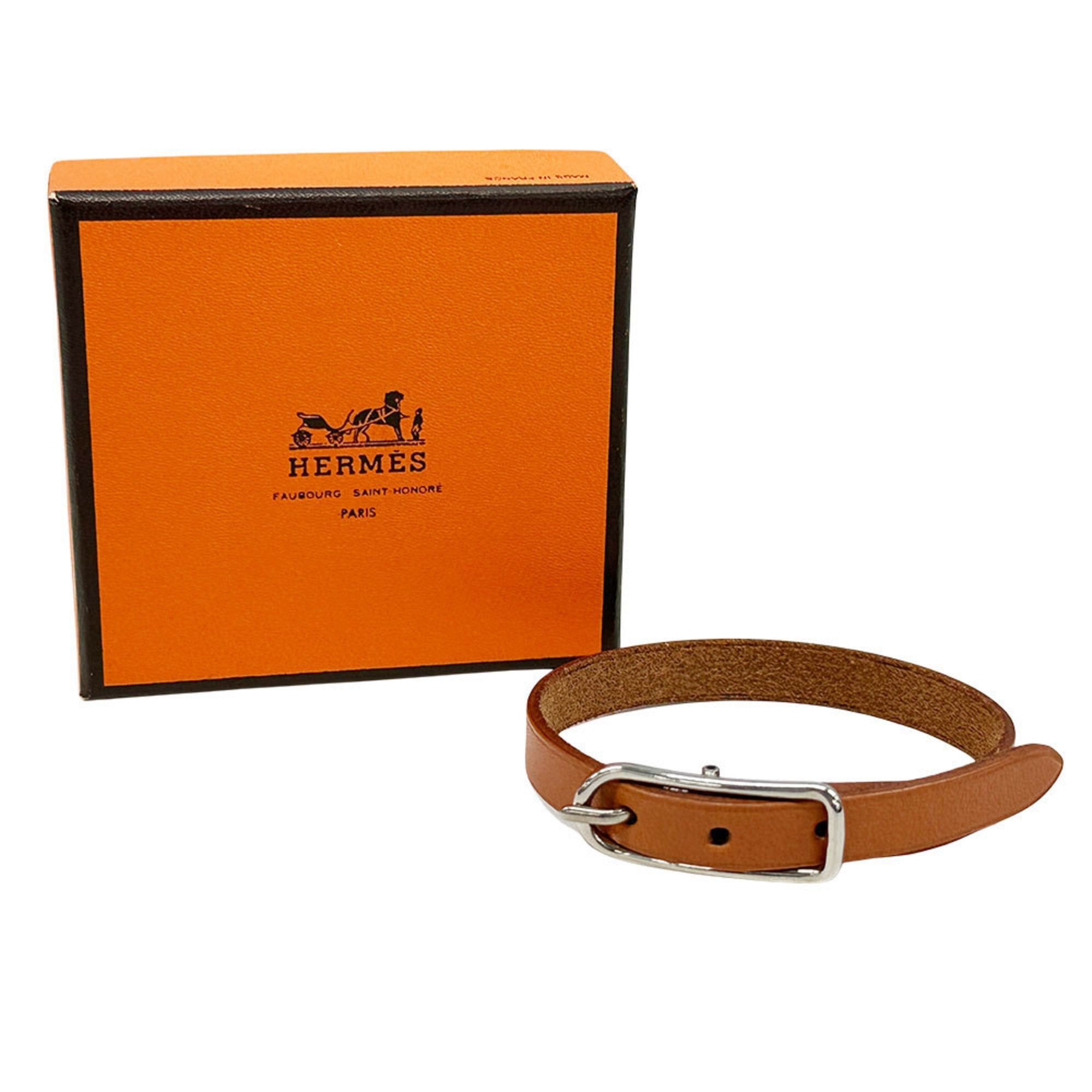 Hermes Hermes Bracelet for Women, Brand: Api 1, Leather, Brown, Silver Hardware, Size M, Belt Style, □C (Manufactured in 1999) Size ONE SIZE - 4 Thumbnail
