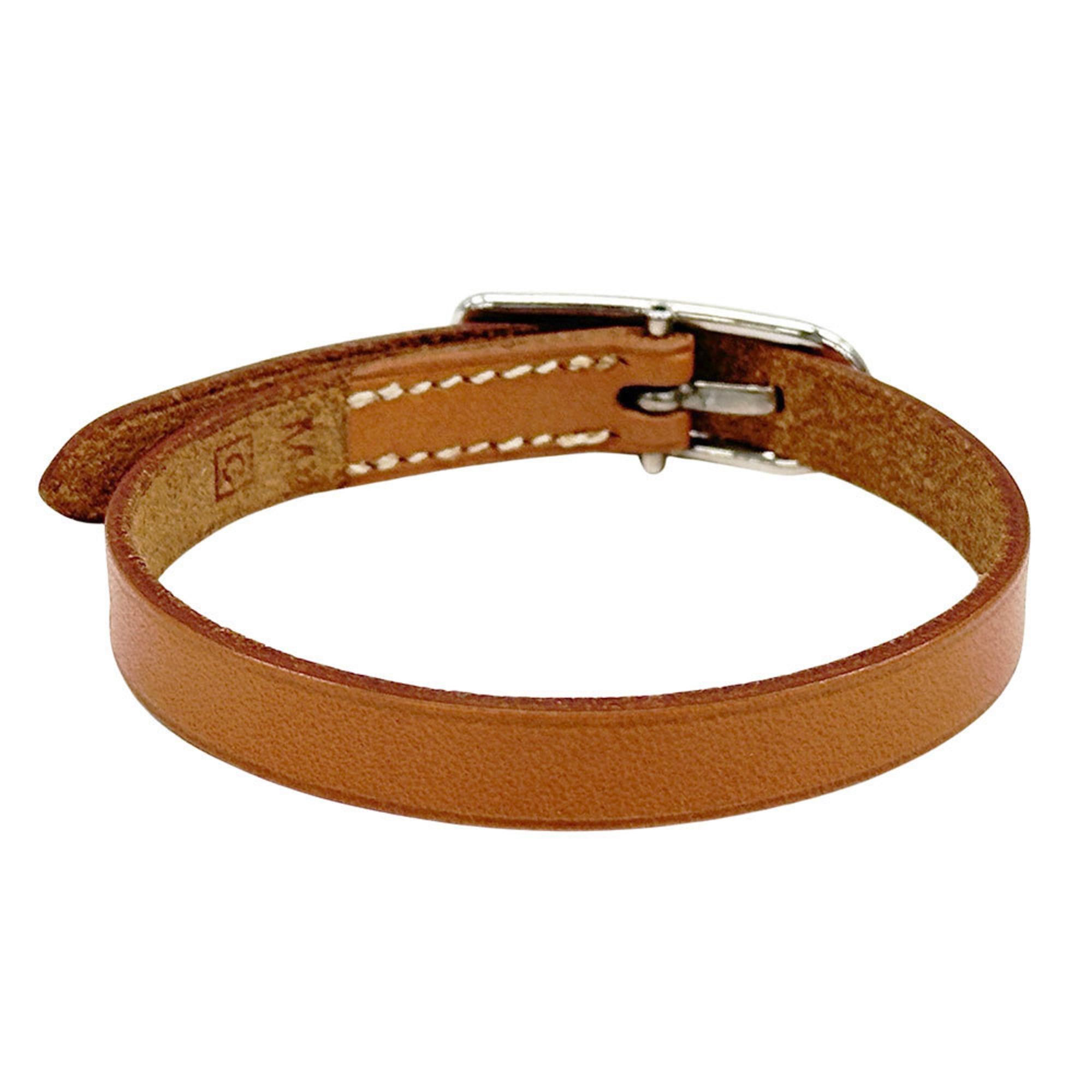 Hermes Hermes Bracelet for Women, Brand: Api 1, Leather, Brown, Silver Hardware, Size M, Belt Style, □C (Manufactured in 1999) Size ONE SIZE - 3 Thumbnail