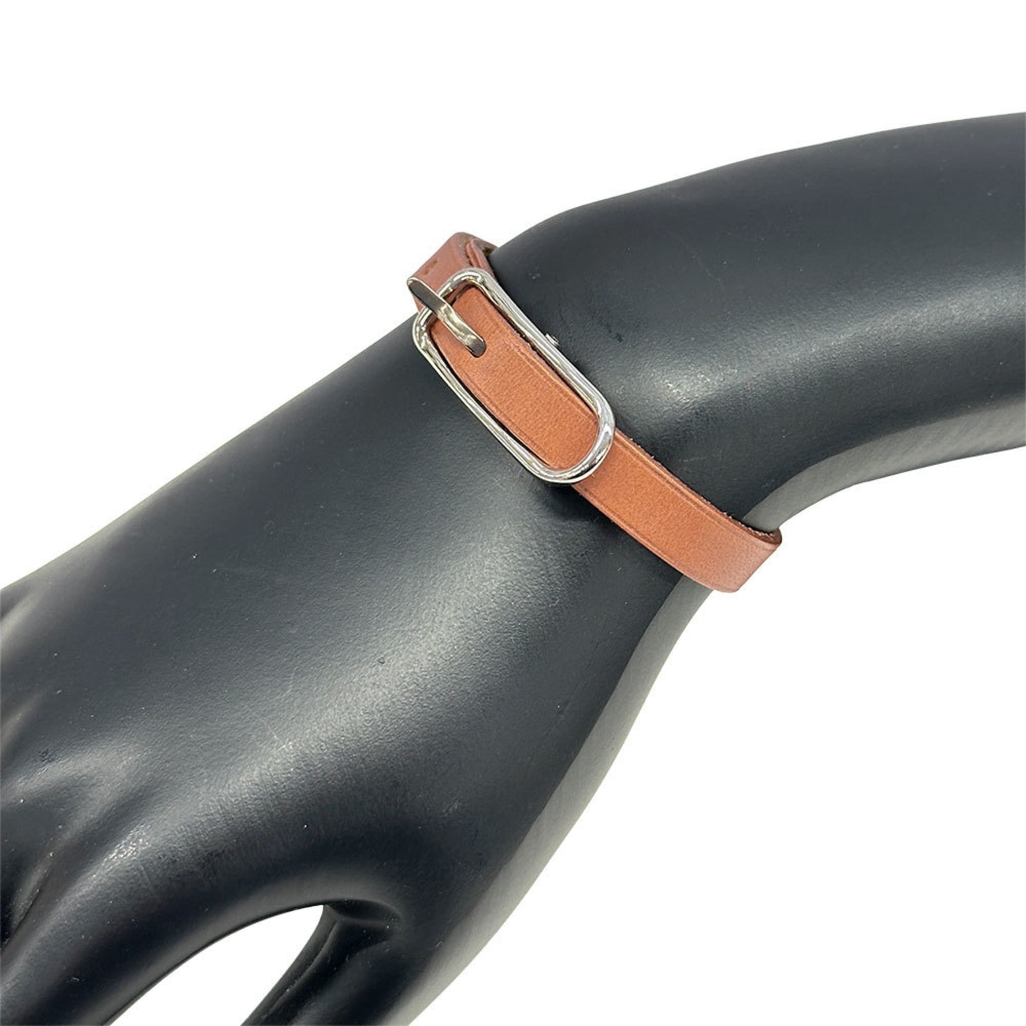 Hermes Hermes Bracelet for Women, Brand: Api 1, Leather, Brown, Silver Hardware, Size M, Belt Style, □C (Manufactured in 1999) Size ONE SIZE - 5 Thumbnail