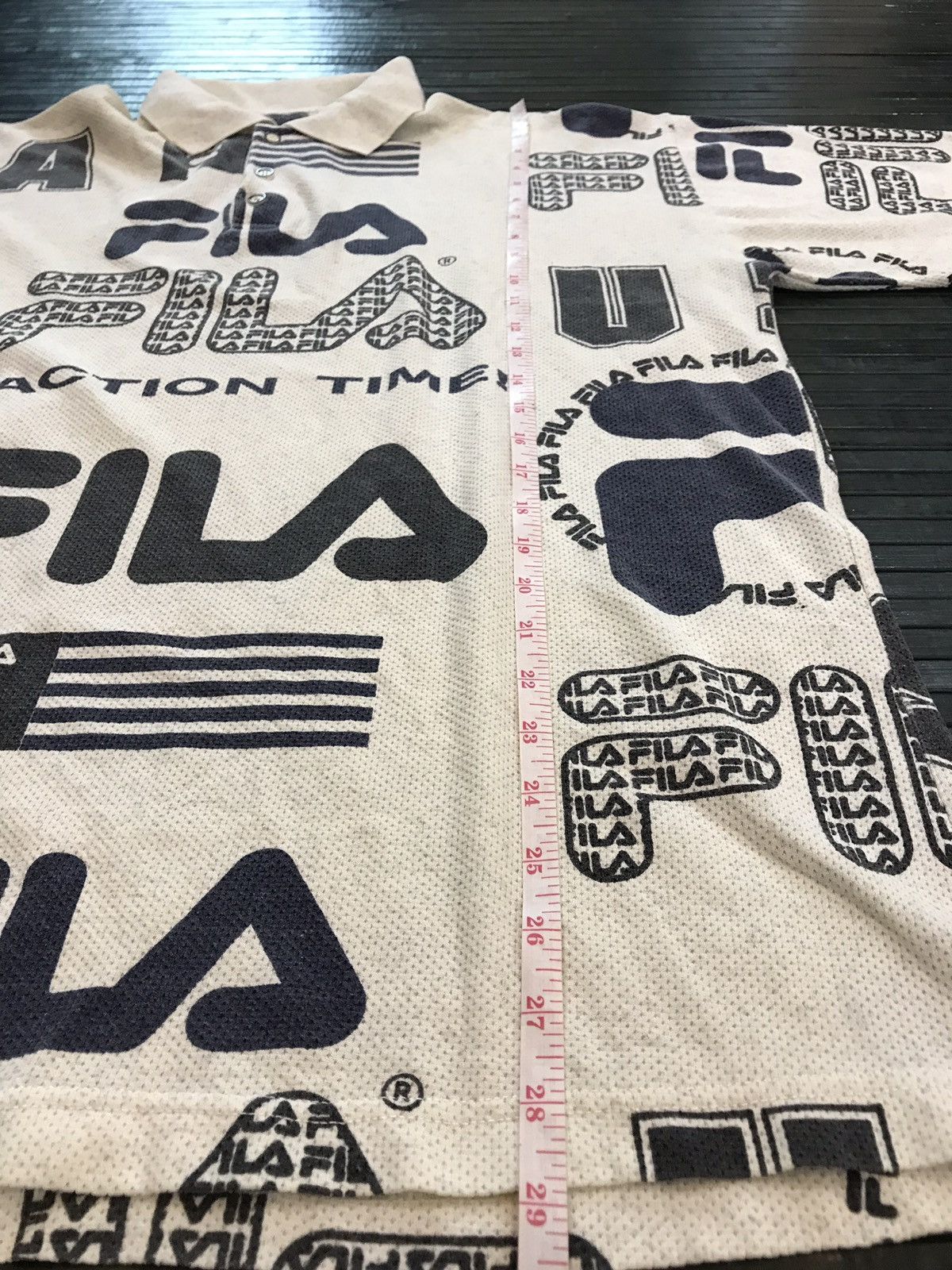 Fila Fila Full Print Monogram Spell Out Collared Shirt Size US XL / EU 56 / 4 - 7 Thumbnail