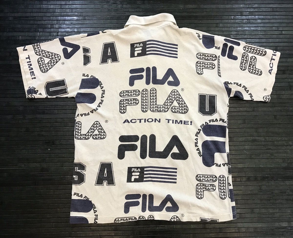 Fila Fila Full Print Monogram Spell Out Collared Shirt Size US XL / EU 56 / 4 - 2 Thumbnail