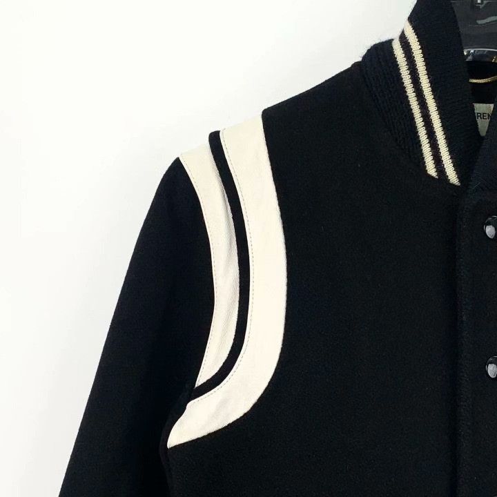 Saint Laurent Paris Saint Laurent Black Striped Baseball Jacket Size US M / EU 48-50 / 2 - 3 Thumbnail