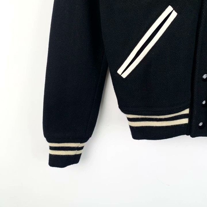 Saint Laurent Paris Saint Laurent Black Striped Baseball Jacket Size US M / EU 48-50 / 2 - 4 Thumbnail