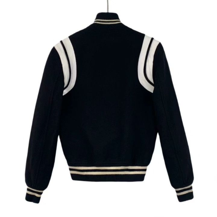 Saint Laurent Paris Saint Laurent Black Striped Baseball Jacket Size US M / EU 48-50 / 2 - 2 Thumbnail