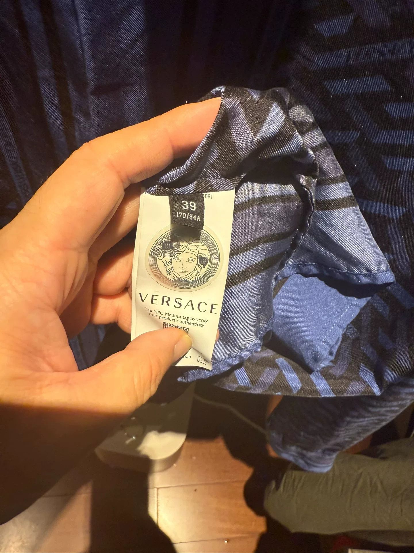 Versace Versace Blue Greca Medusa Logo Shirt Size US M / EU 48-50 / 2 - 6 Thumbnail