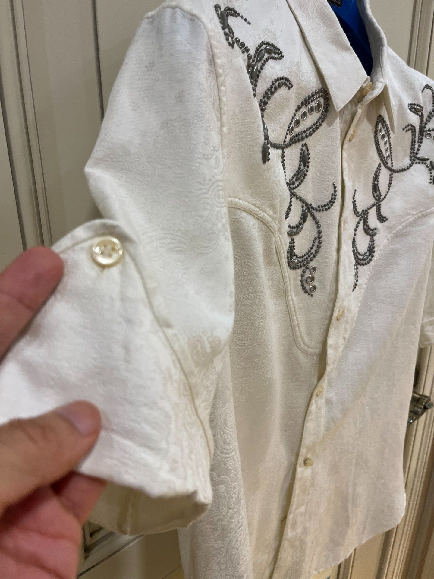 Saint Laurent Paris Saint Laurent Metallic Floral Short Sleeve Shirt Size US M / EU 48-50 / 2 - 6 Thumbnail