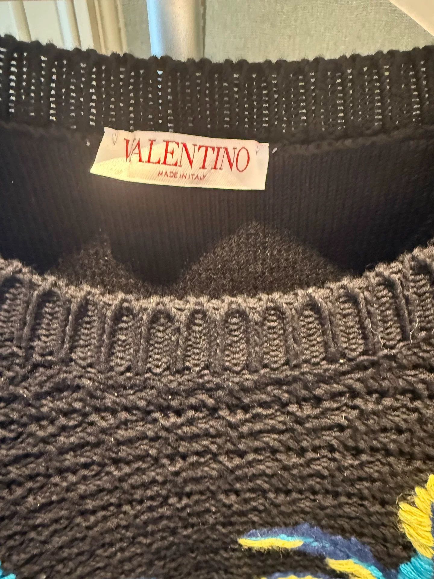 Valentino Valentino Black Cotton Crewneck Sweater Size US M / EU 48-50 / 2 - 3 Thumbnail