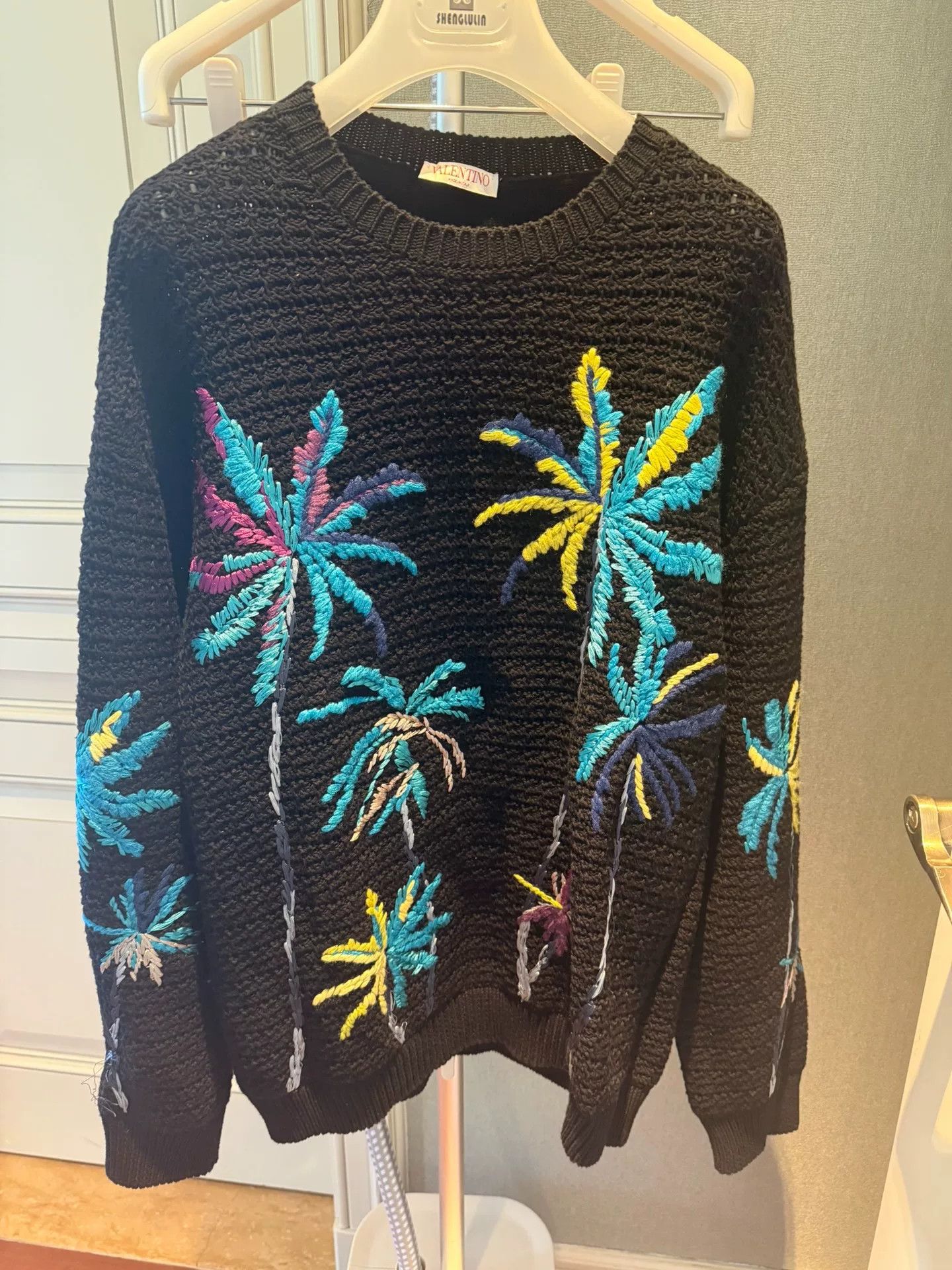 Valentino Valentino Black Cotton Crewneck Sweater Size US M / EU 48-50 / 2 - 2 Thumbnail
