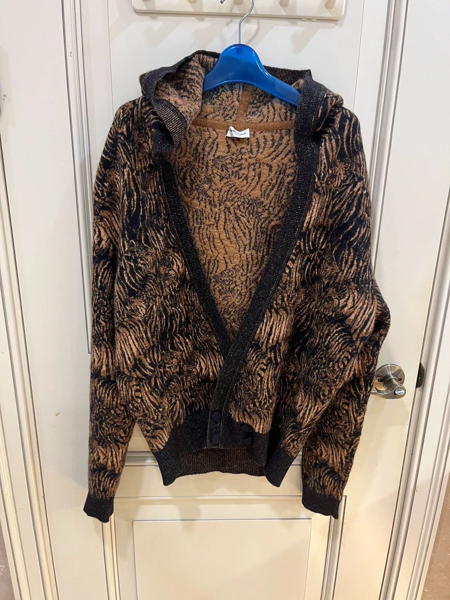 Saint Laurent Paris Saint Laurent Tiger Pattern Hooded Cardigan Size US M / EU 48-50 / 2 - 2 Thumbnail