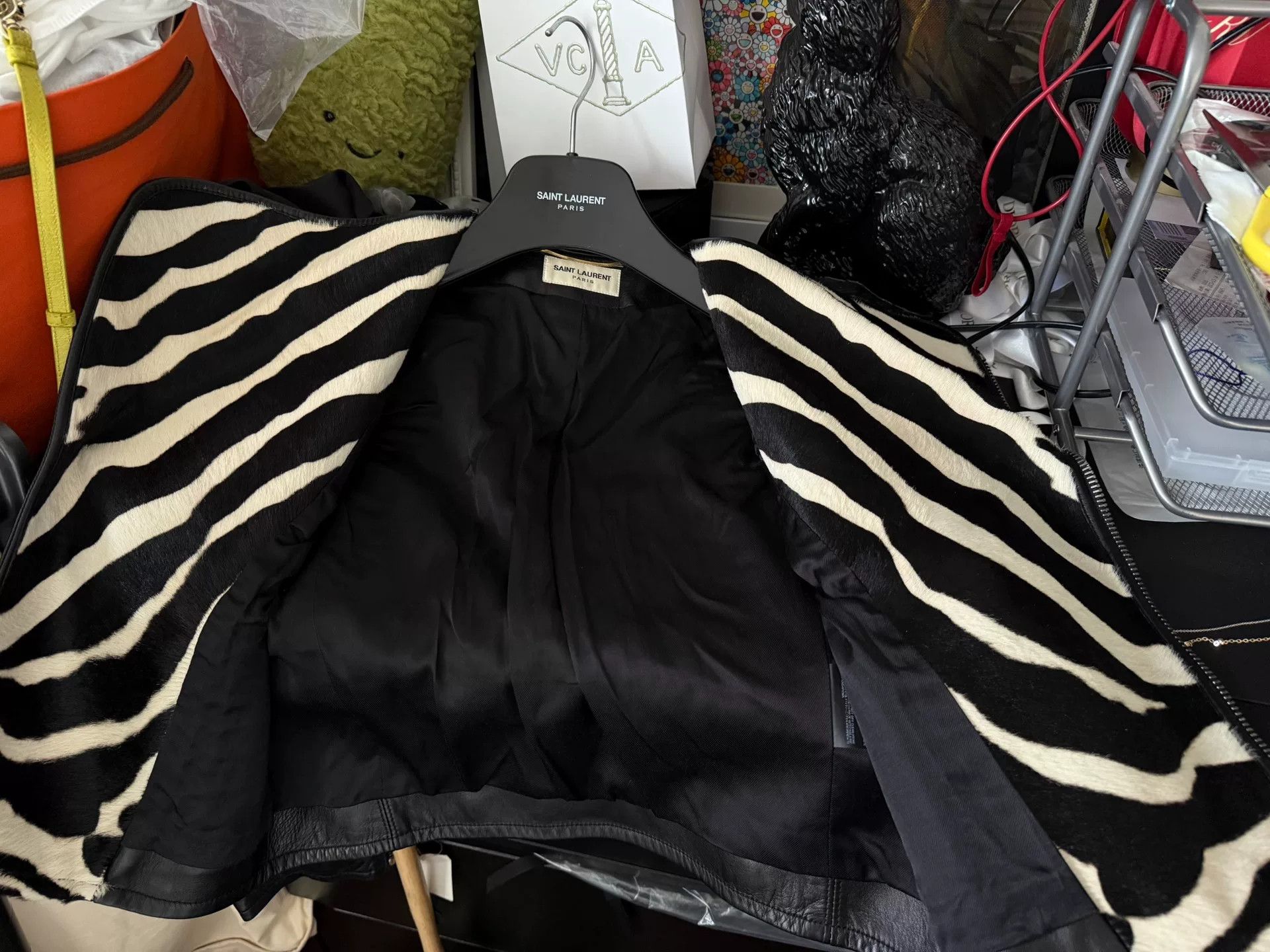 Saint Laurent Paris Saint Laurent Black Leather Jacket Zebra Collar Size US M / EU 48-50 / 2 - 4 Thumbnail