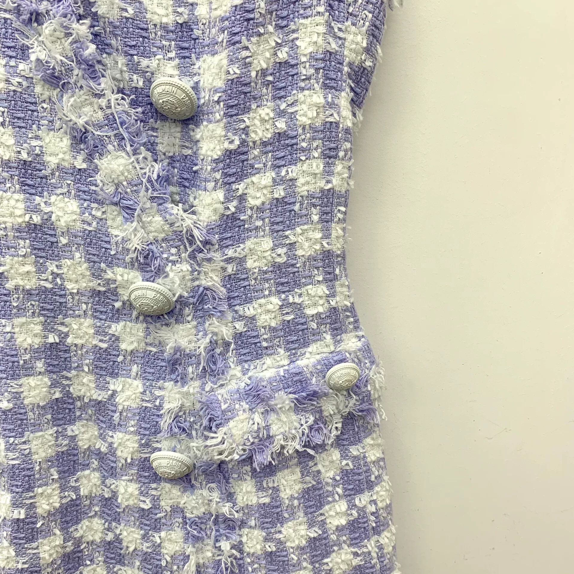 Balmain Balmain Colorblock Cotton Tweed Dress Size XS / US 0-2 / IT 36-38 - 4 Thumbnail