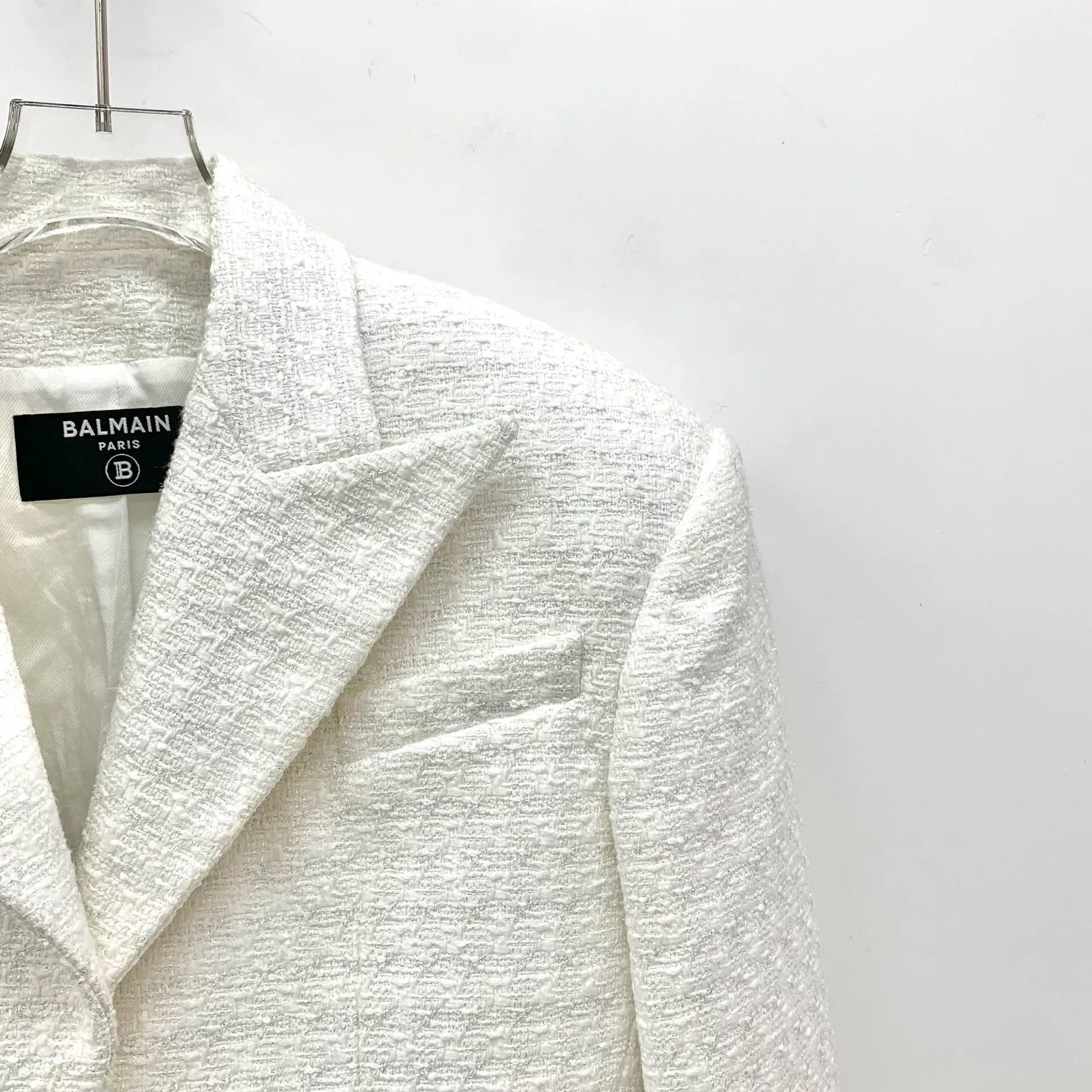 Balmain Balmain White Woven Short Coat Size M / US 6-8 / IT 42-44 - 3 Thumbnail