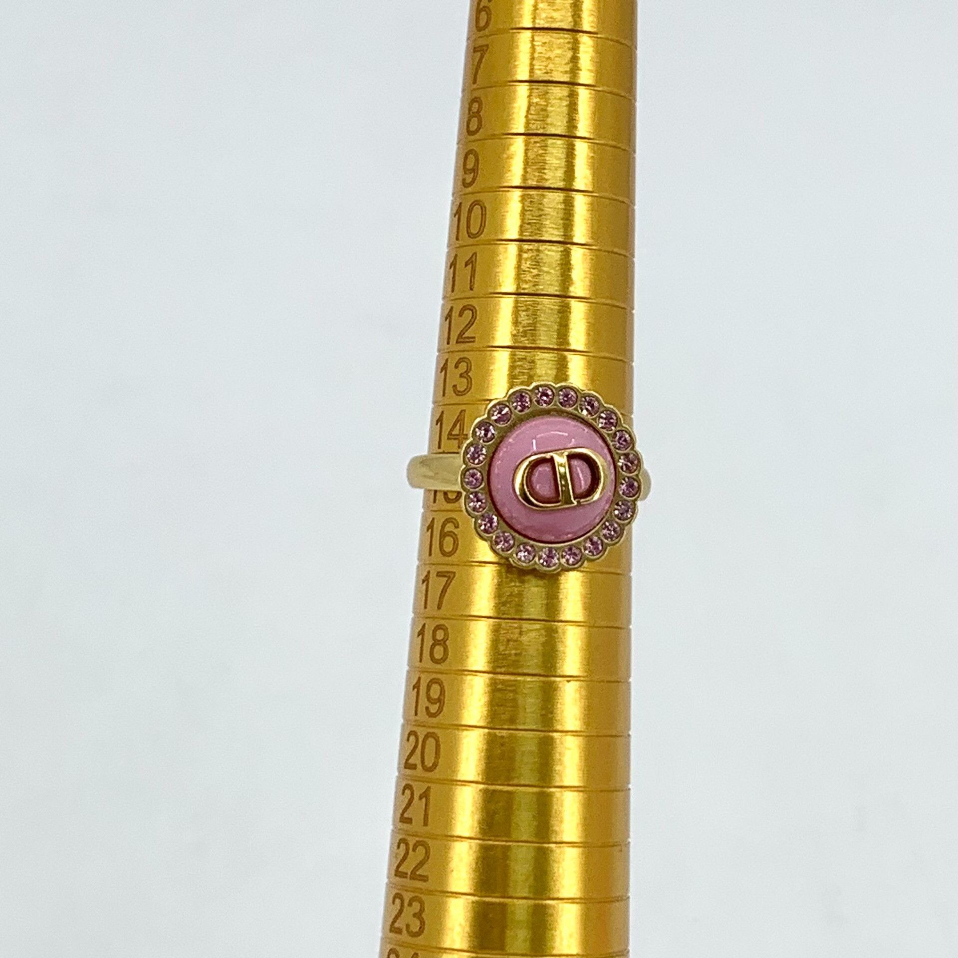 Dior Dior Pink Logo Diamond Ring Size ONE SIZE - 6 Thumbnail