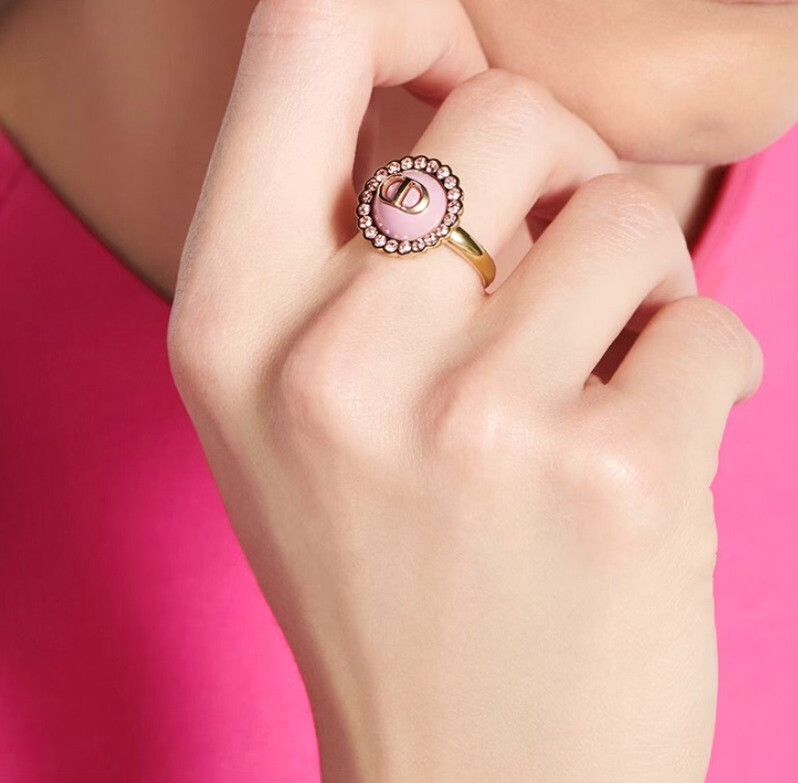 Dior Dior Pink Logo Diamond Ring Size ONE SIZE - 8 Thumbnail