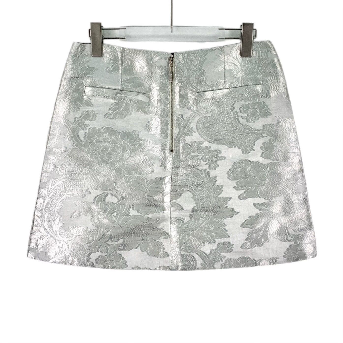Louis Vuitton Louis Vuitton Silver Floral Embossed A-line Skirt Size 38" / US 16 / IT 52 - 2 Thumbnail