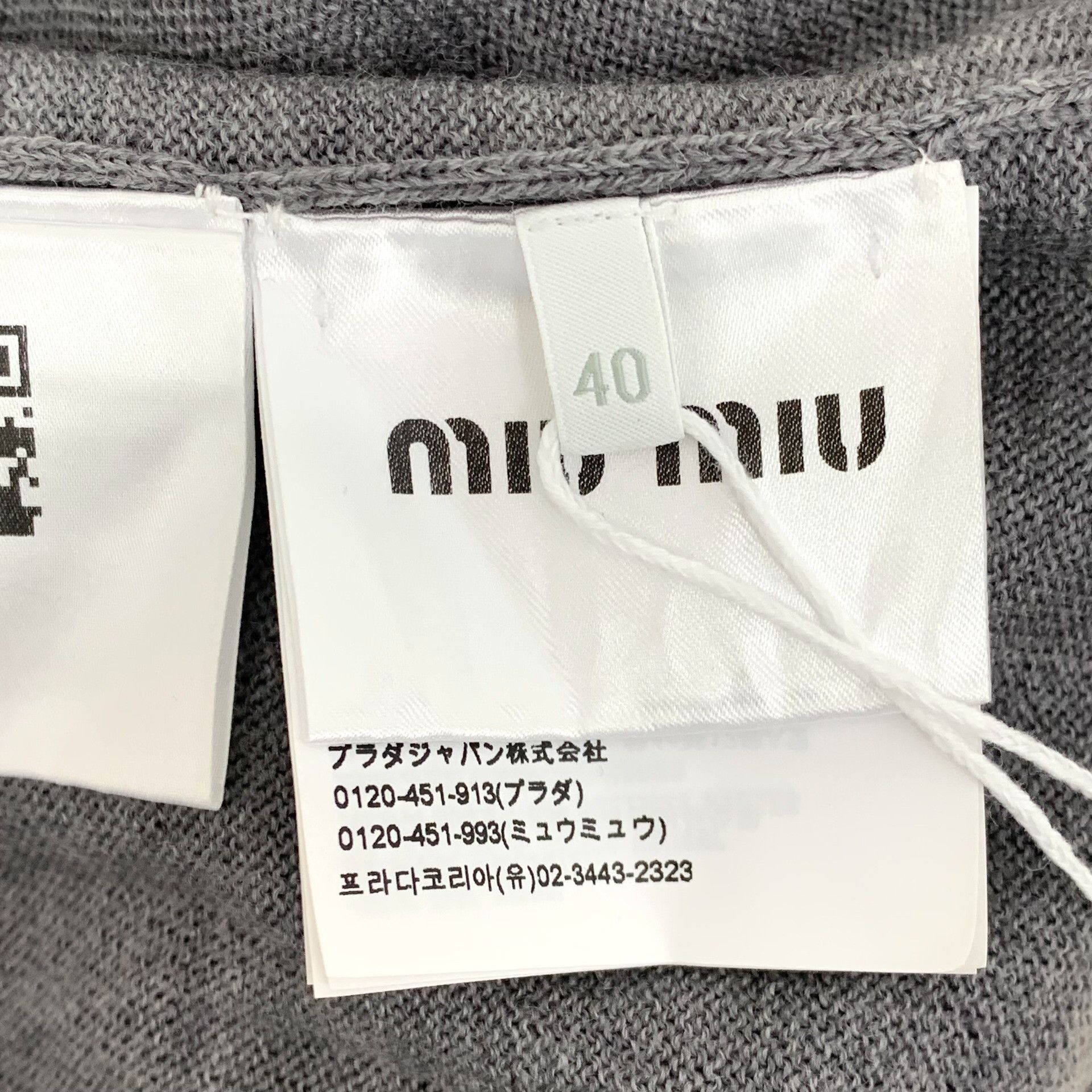 Miu Miu Miu Miu 22 Dark Gray Logo Wool Cardigan Size L / US 10 / IT 46 - 6 Thumbnail