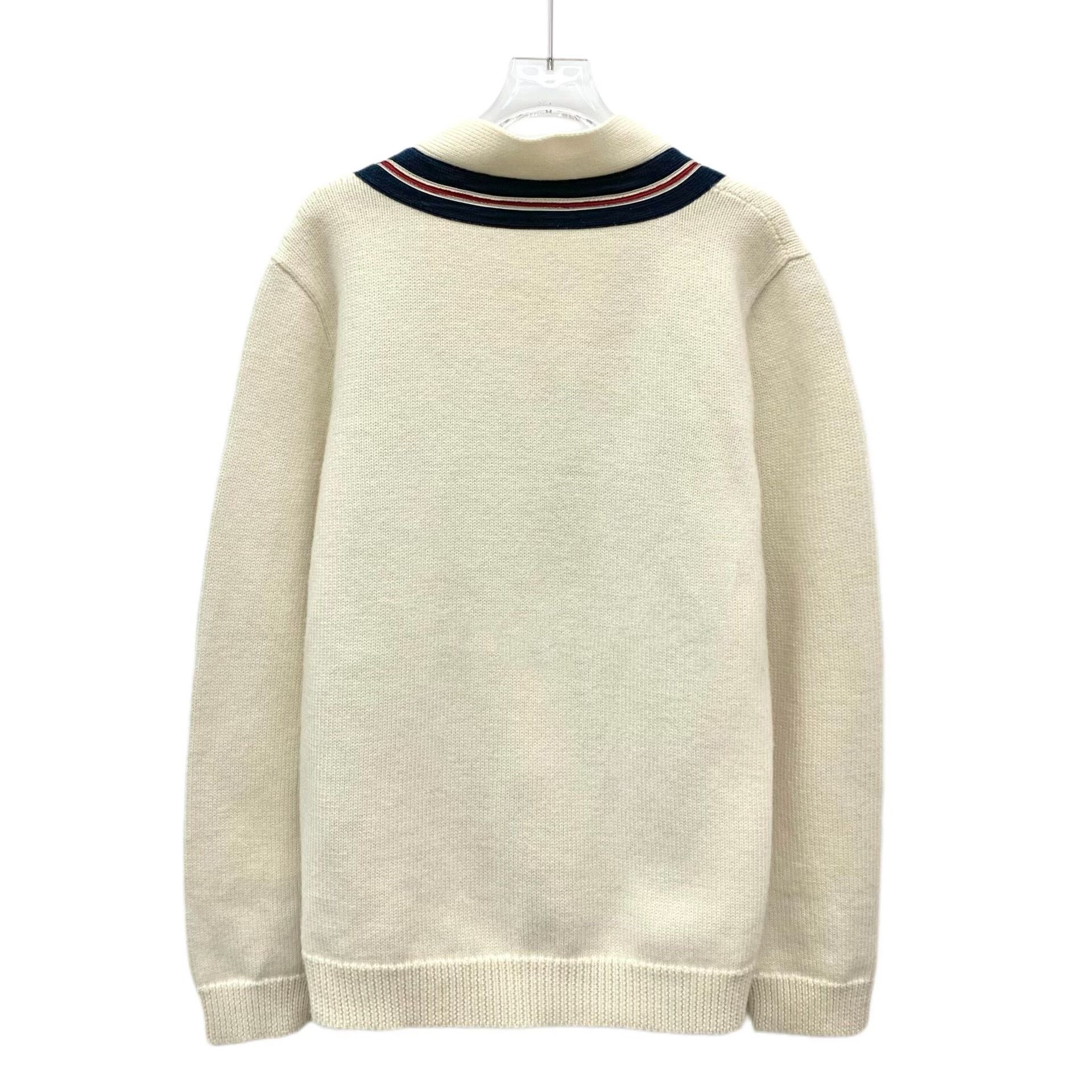 Gucci Gucci Beige Bee Embroidery Wool Cardigan Size S / US 4 / IT 40 - 2 Thumbnail
