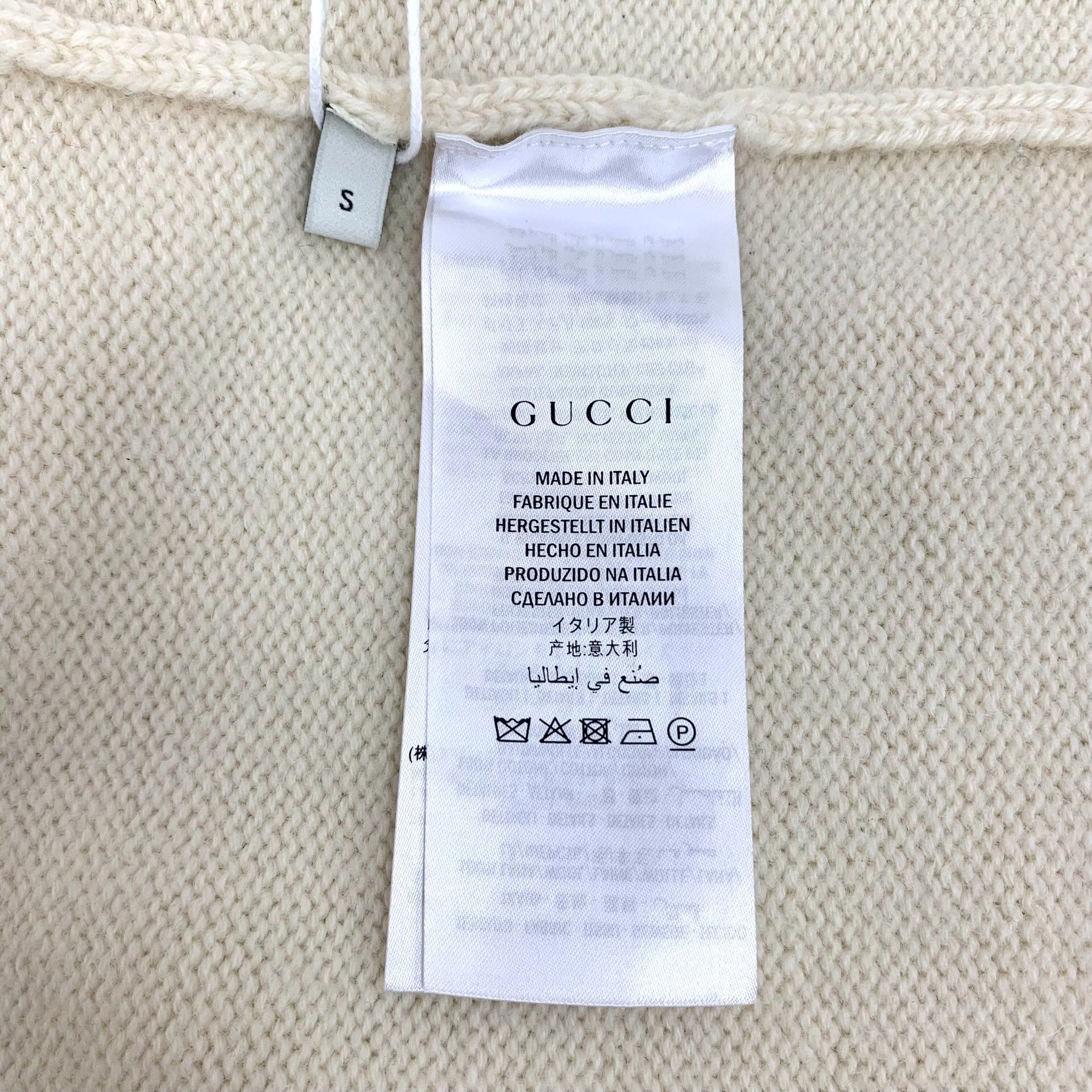 Gucci Gucci Beige Bee Embroidery Wool Cardigan Size S / US 4 / IT 40 - 6 Thumbnail