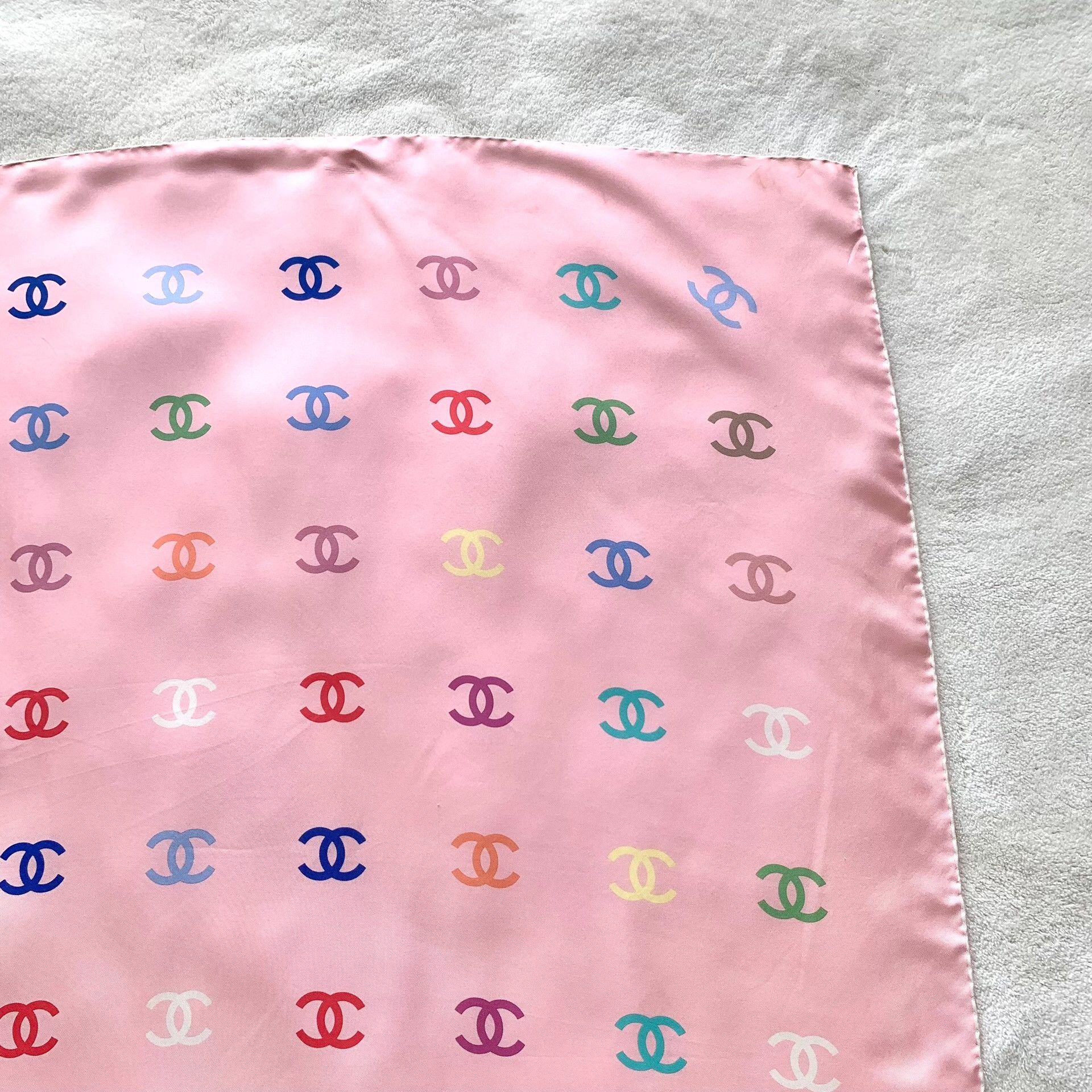 Chanel Chanel Pink Logo Print Silk Scarf 90x90cm Size ONE SIZE - 3 Thumbnail