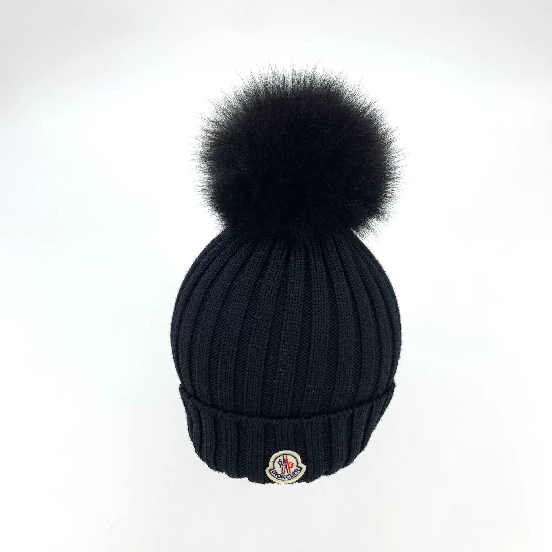 Moncler Moncler Black Logo Wool Knit Beanie Size ONE SIZE - 5 Thumbnail