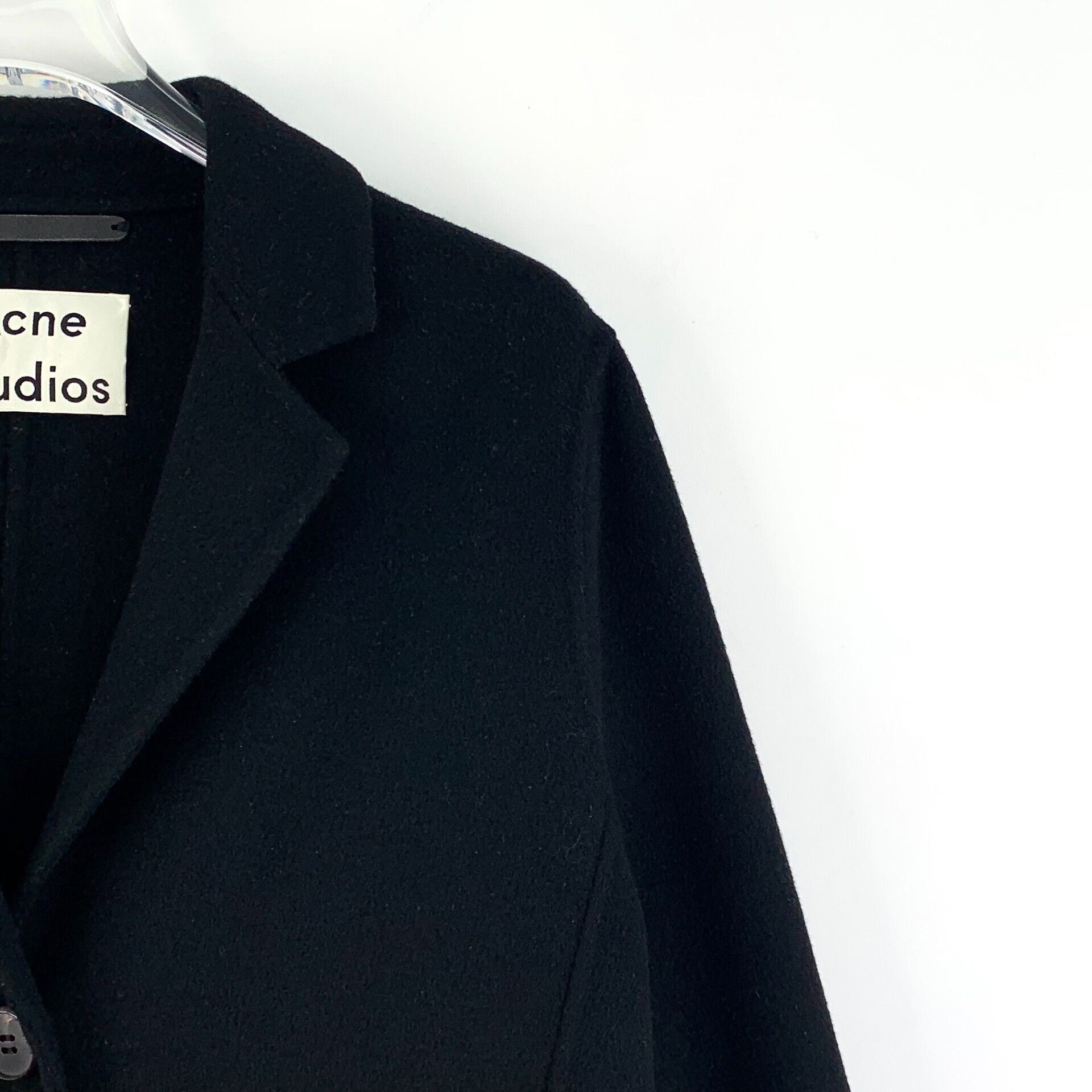Acne Studios Acne Studios Black Wool Lapel Coat Size XXS / US 00 / IT 34 - 3 Thumbnail