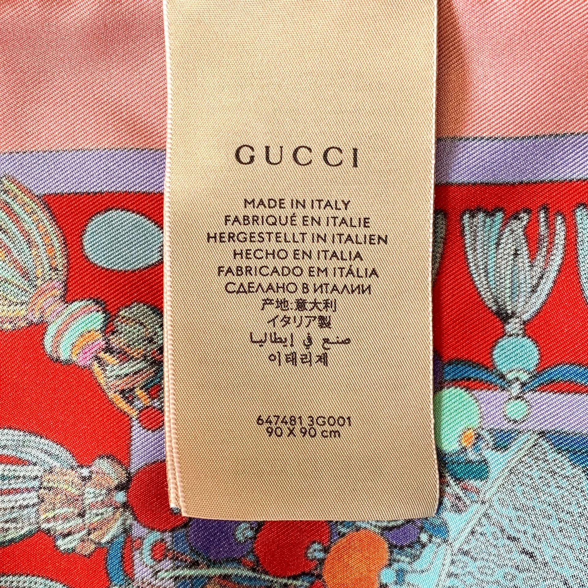 Gucci Gucci Silk Square Scarf with Fringe Size ONE SIZE - 7 Thumbnail