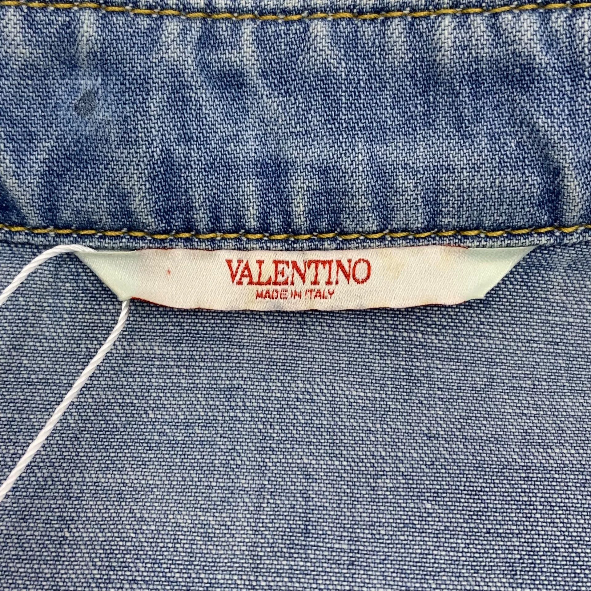 Valentino Valentino Blue Denim Collared Long Sleeve Shirt Size US S / EU 44-46 / 1 - 6 Thumbnail