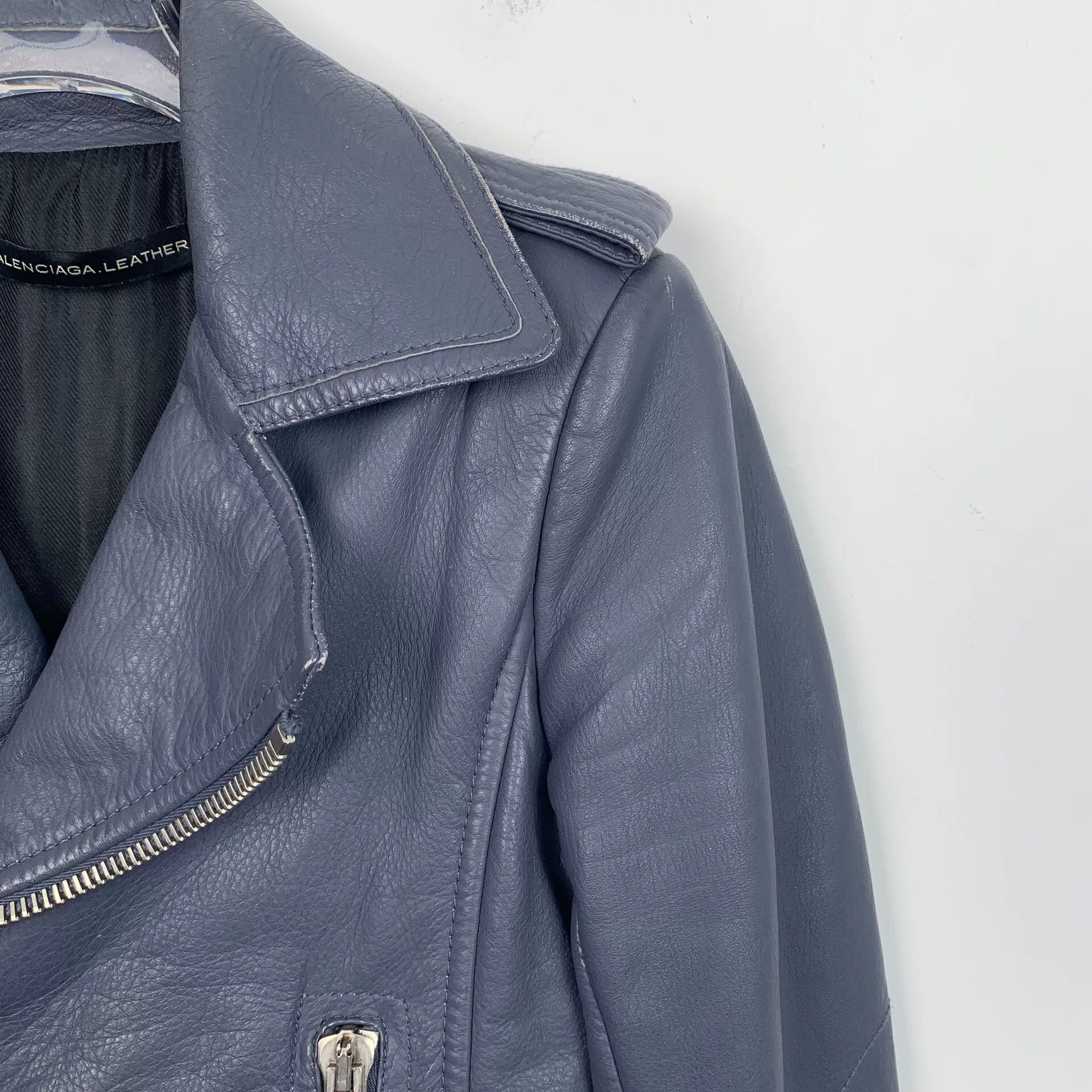 Balenciaga Balenciaga Blue Leather Motorcycle Jacket Size XXS / US 00 / IT 34 - 3 Thumbnail