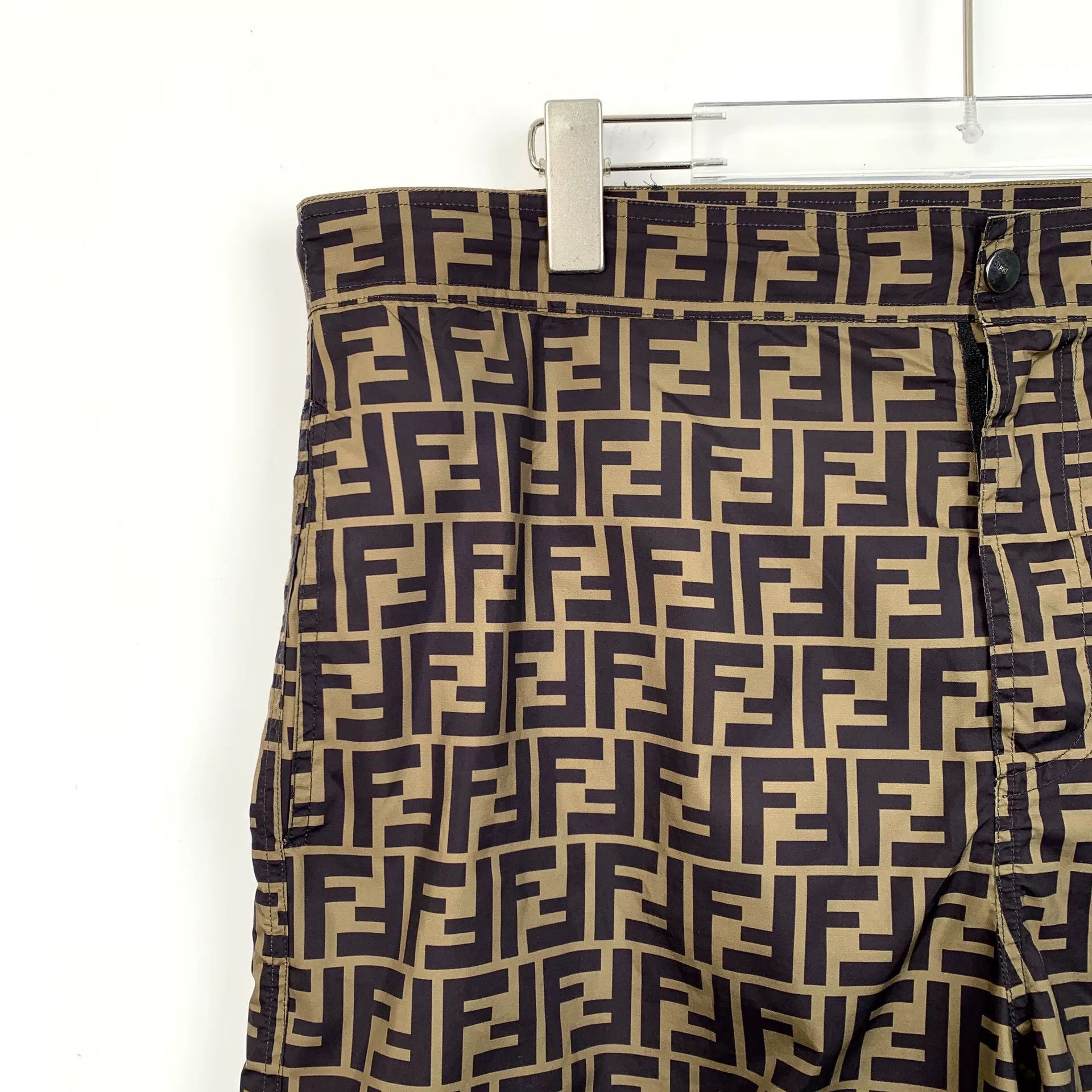 Fendi Fendi Brown Logo Print Casual Shorts Size US 35 - 3 Thumbnail