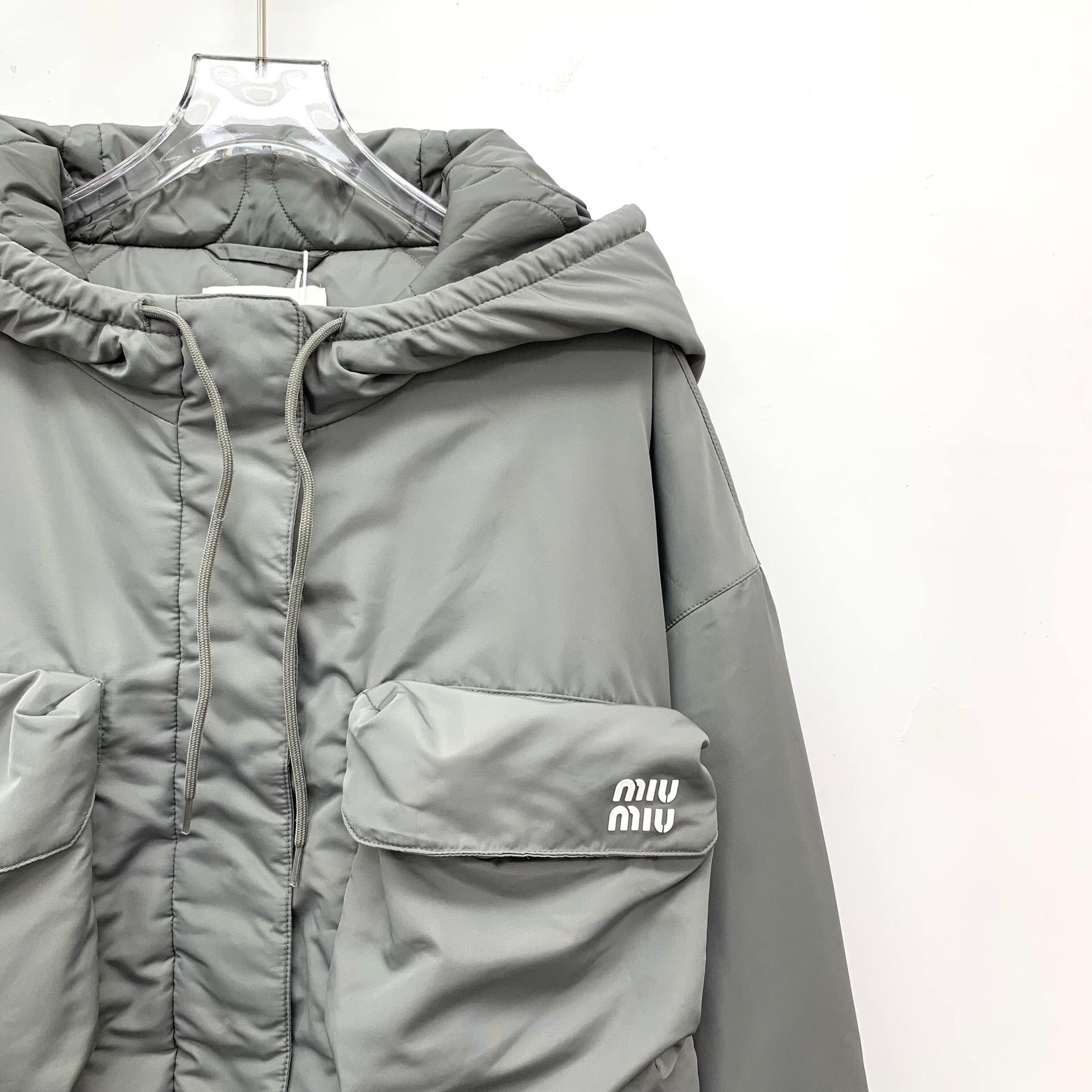 Miu Miu Miu Miu 2023 Gray Logo Hooded Jacket Size M / US 6-8 / IT 42-44 - 3 Thumbnail