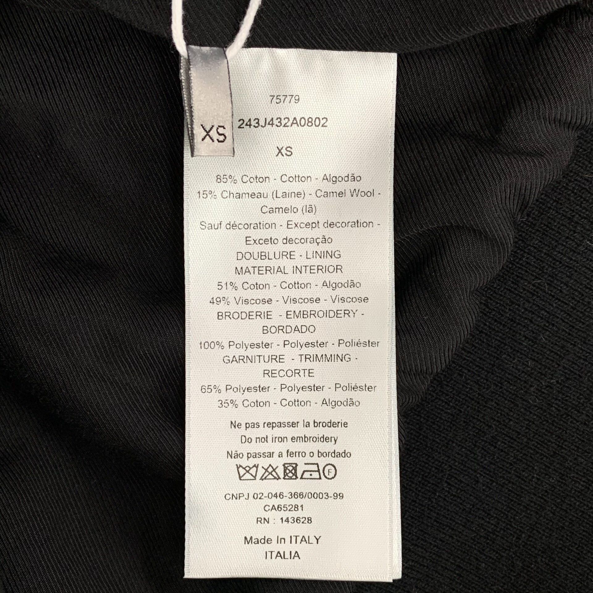 Dior Dior Black Logo Embroidered Cotton Zip Jacket Size US XS / EU 42 / 0 - 6 Thumbnail