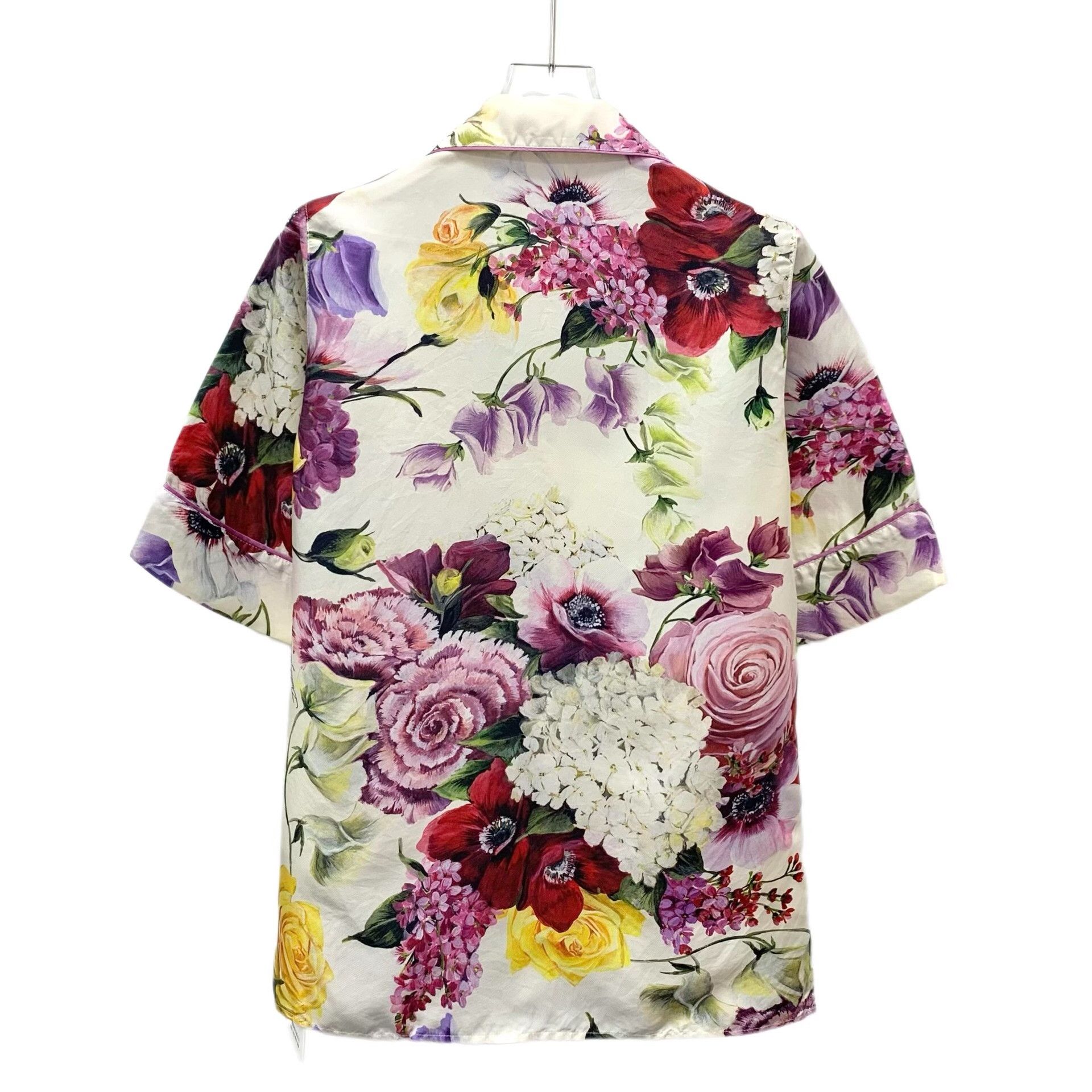 Dolce & Gabbana Dolce Gabbana Floral Print Silk Short-Sleeve Shirt Size XS / US 0-2 / IT 36-38 - 2 Thumbnail