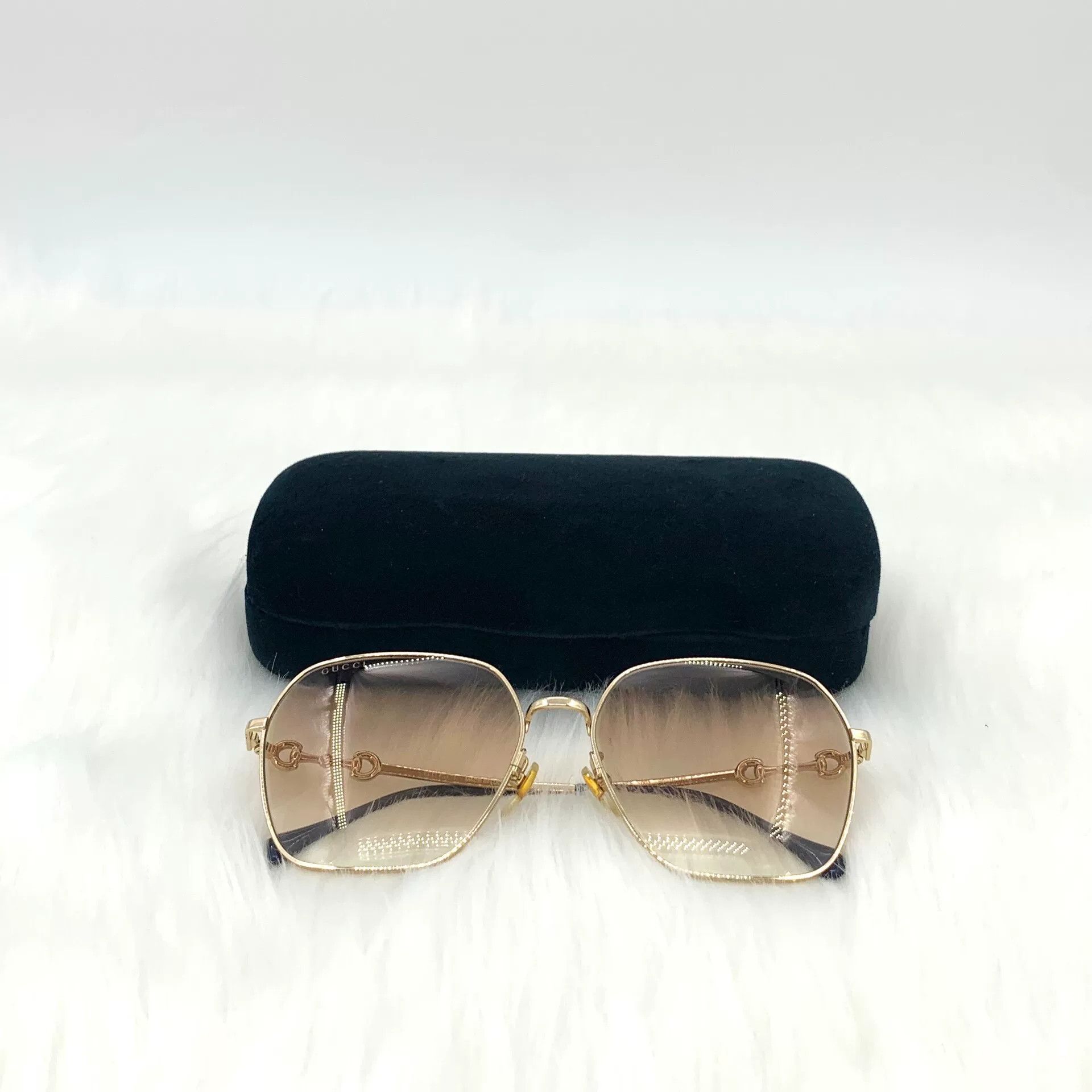Gucci Gucci Gradient Brown Square Horsebit Sunglasses Size ONE SIZE - 8 Thumbnail