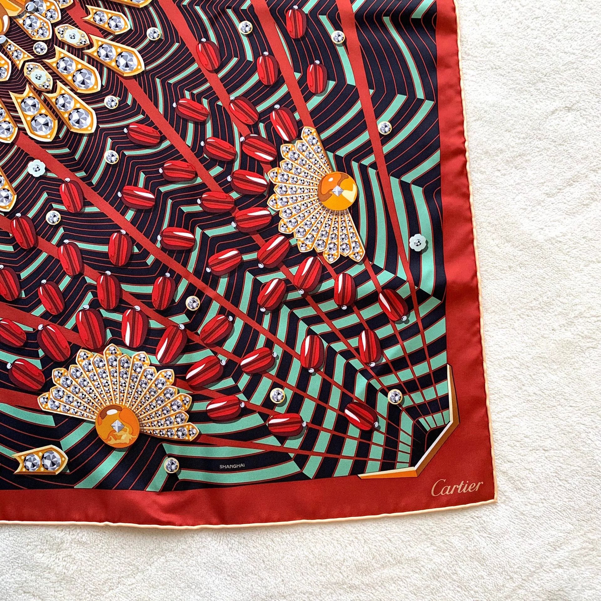 Cartier Cartier Multi-Color Rhinestone Silk Scarf Size ONE SIZE - 4 Thumbnail