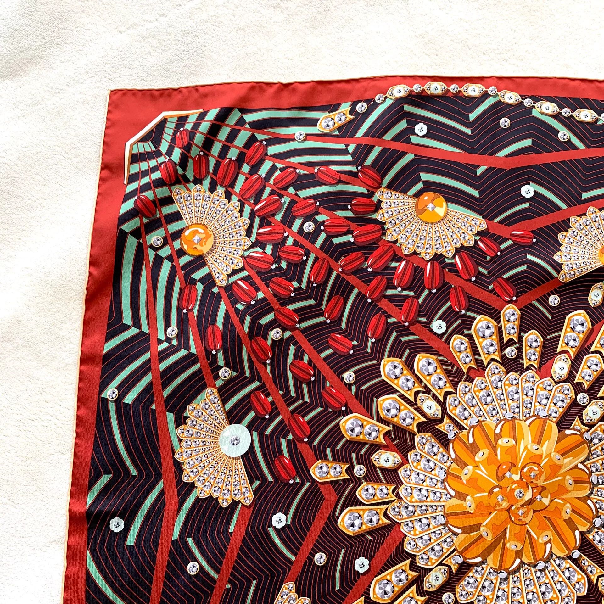 Cartier Cartier Multi-Color Rhinestone Silk Scarf Size ONE SIZE - 3 Thumbnail