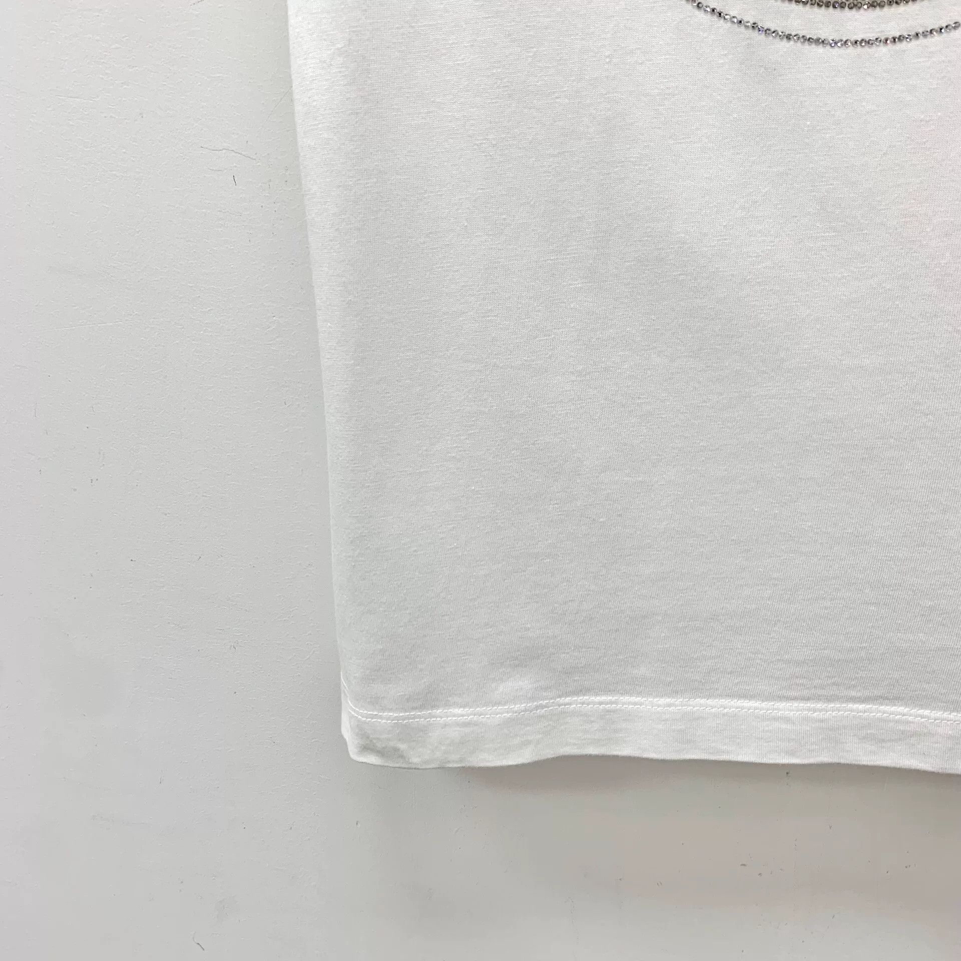 Moncler Moncler Maglia White Logo Diamante Cotton T-shirt Size S / US 4 / IT 40 - 4 Thumbnail