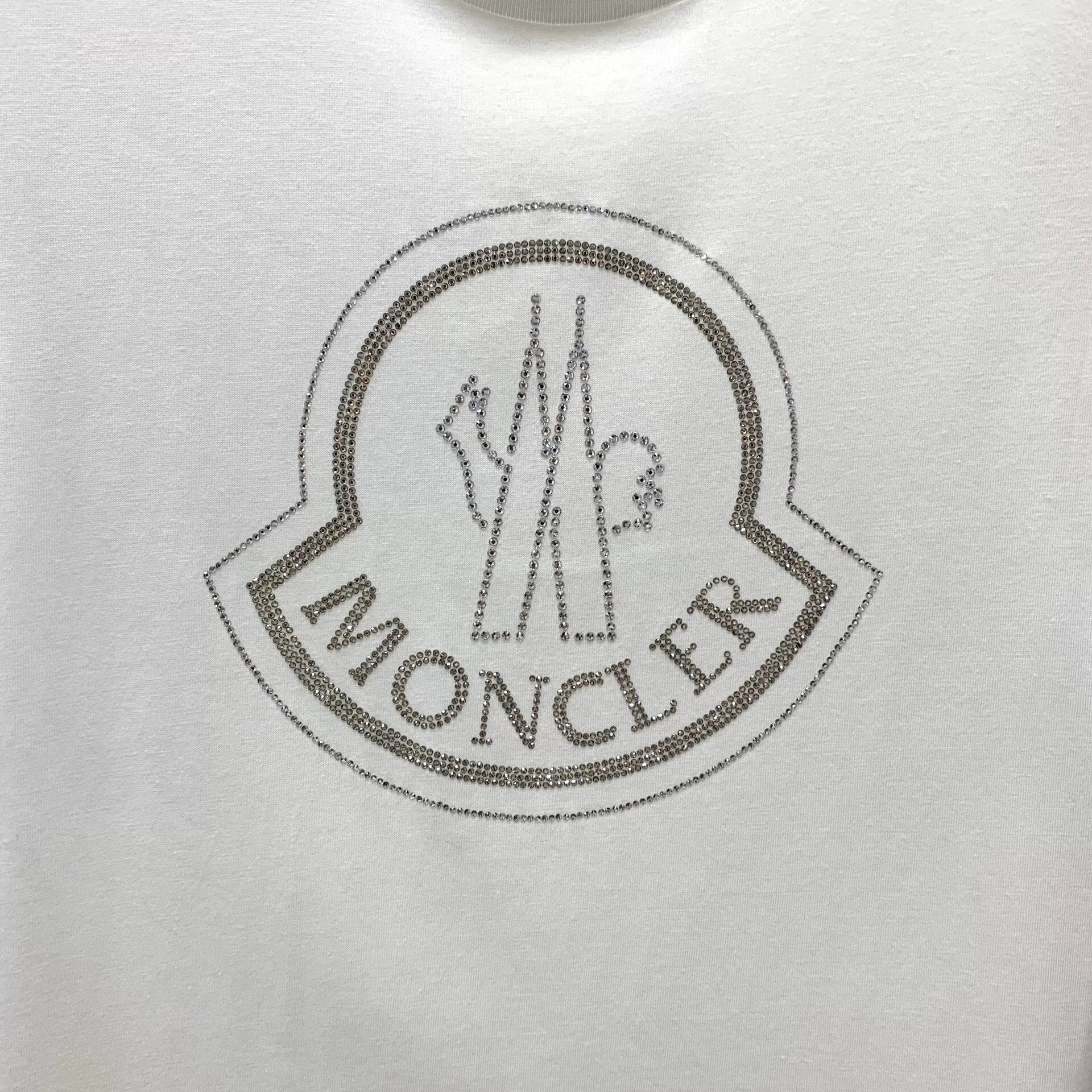 Moncler Moncler Maglia White Logo Diamante Cotton T-shirt Size S / US 4 / IT 40 - 5 Thumbnail