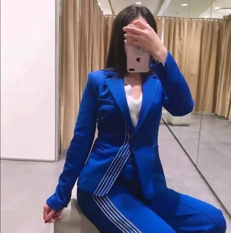 Pinko Pinko Dark Blue Cotton Lapel Single-Button Blazer Size S / US 4 / IT 40 - 7 Thumbnail