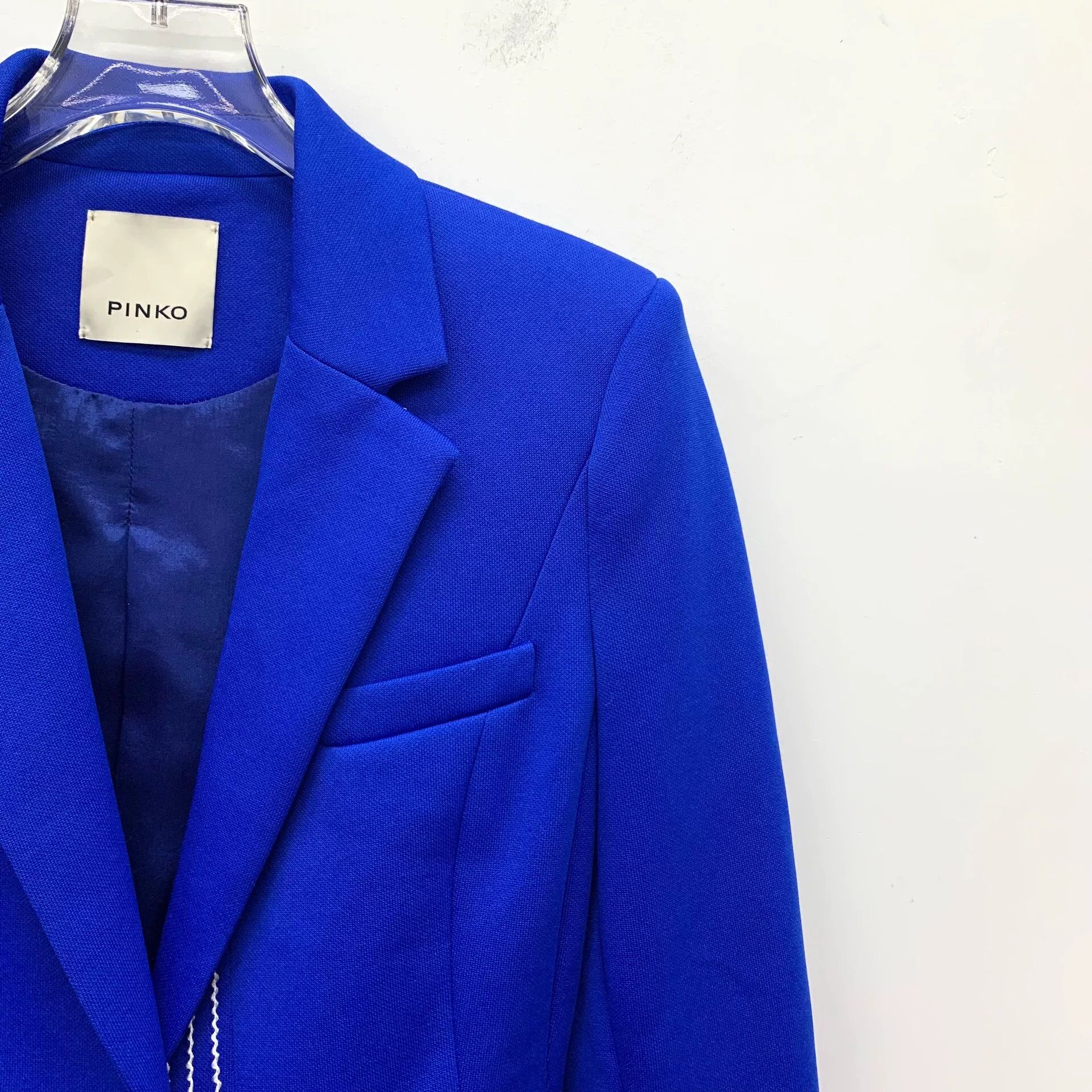 Pinko Pinko Dark Blue Cotton Lapel Single-Button Blazer Size S / US 4 / IT 40 - 3 Thumbnail