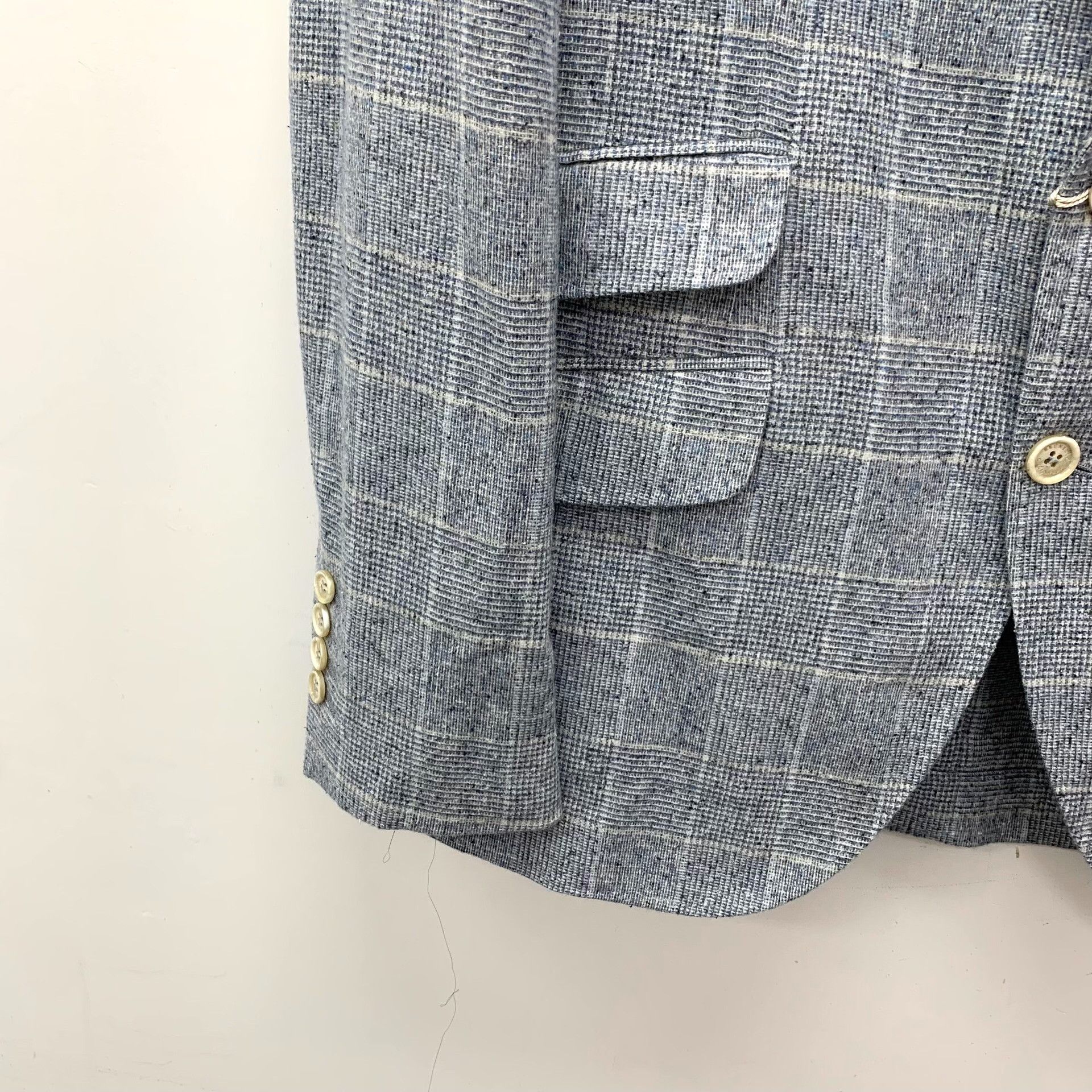 Brunello Cucinelli Brunello Cucinelli Light Blue Plaid Silk Blazer Size US S / EU 44-46 / 1 - 4 Thumbnail