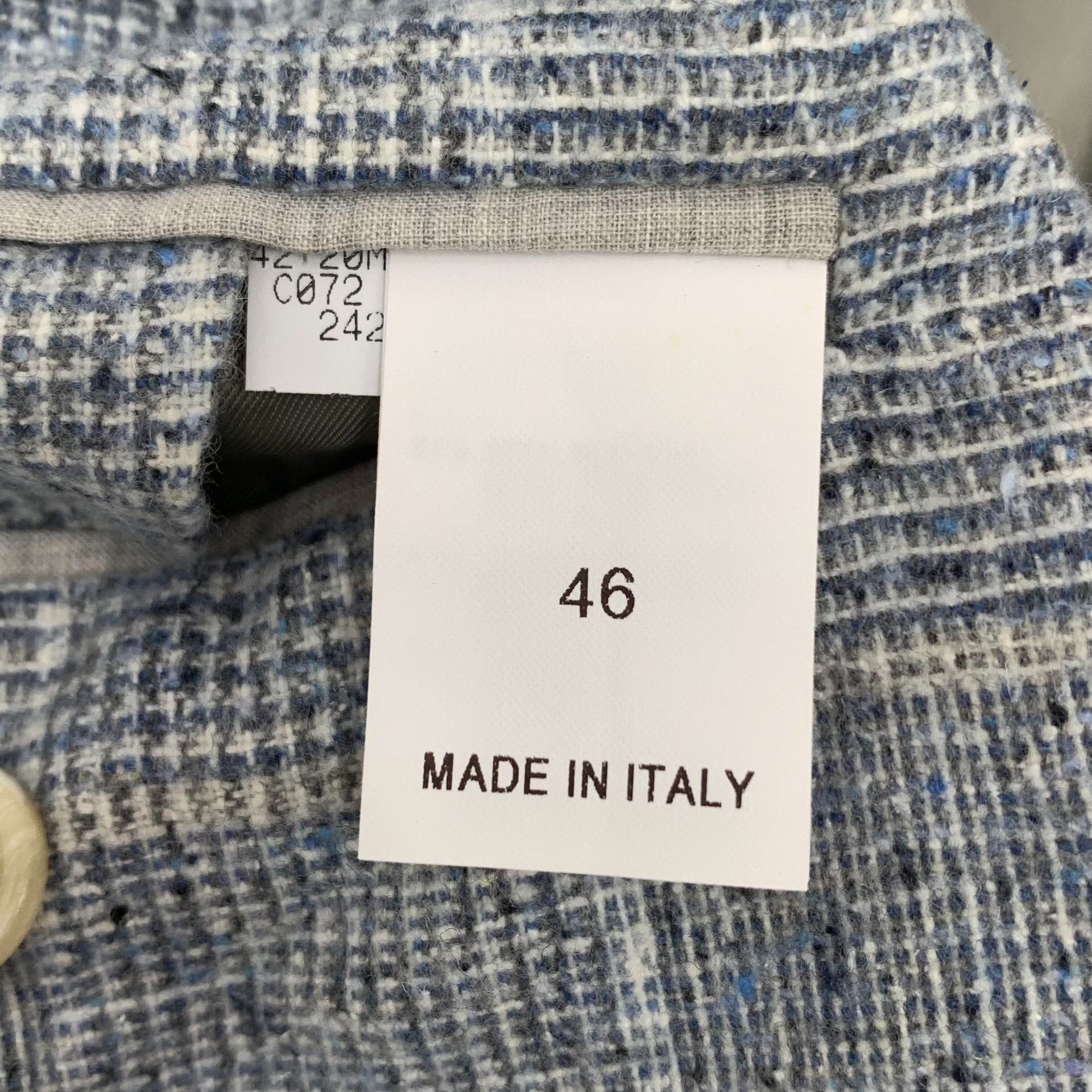 Brunello Cucinelli Brunello Cucinelli Light Blue Plaid Silk Blazer Size US S / EU 44-46 / 1 - 7 Thumbnail