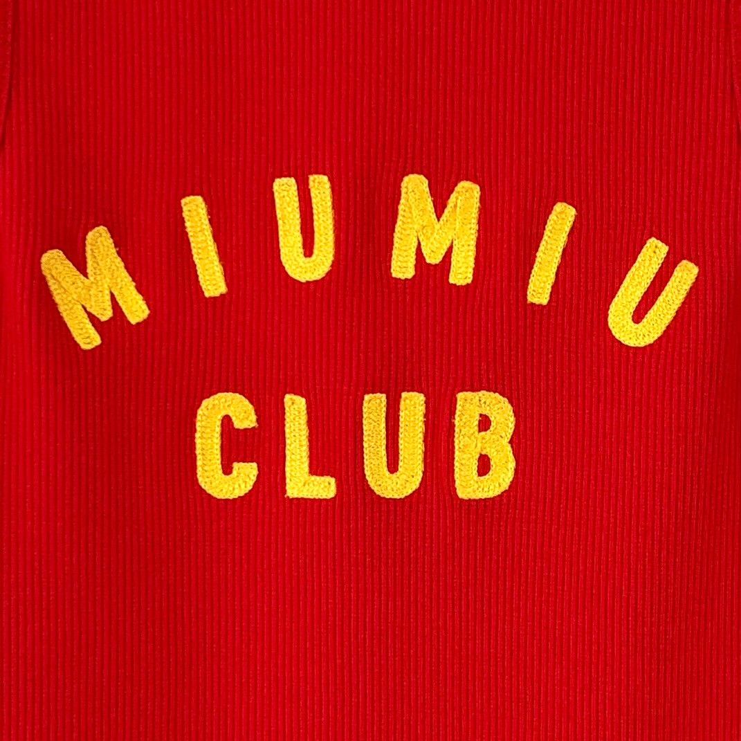 Miu Miu Miu Miu Red Logo Embroidered Cotton Vest Size S / US 4 / IT 40 - 4 Thumbnail