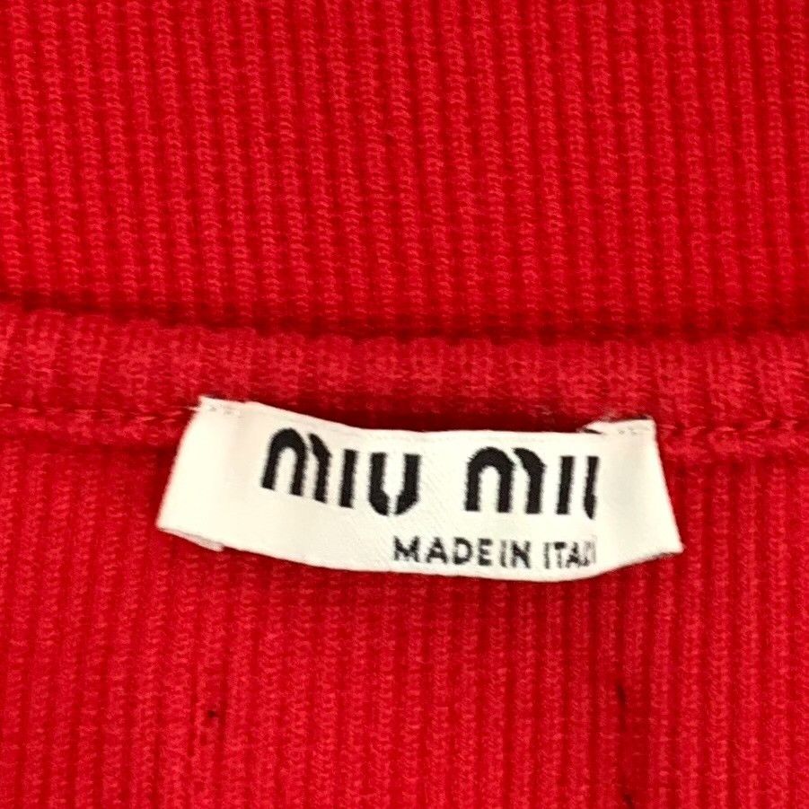 Miu Miu Miu Miu Red Logo Embroidered Cotton Vest Size S / US 4 / IT 40 - 7 Thumbnail