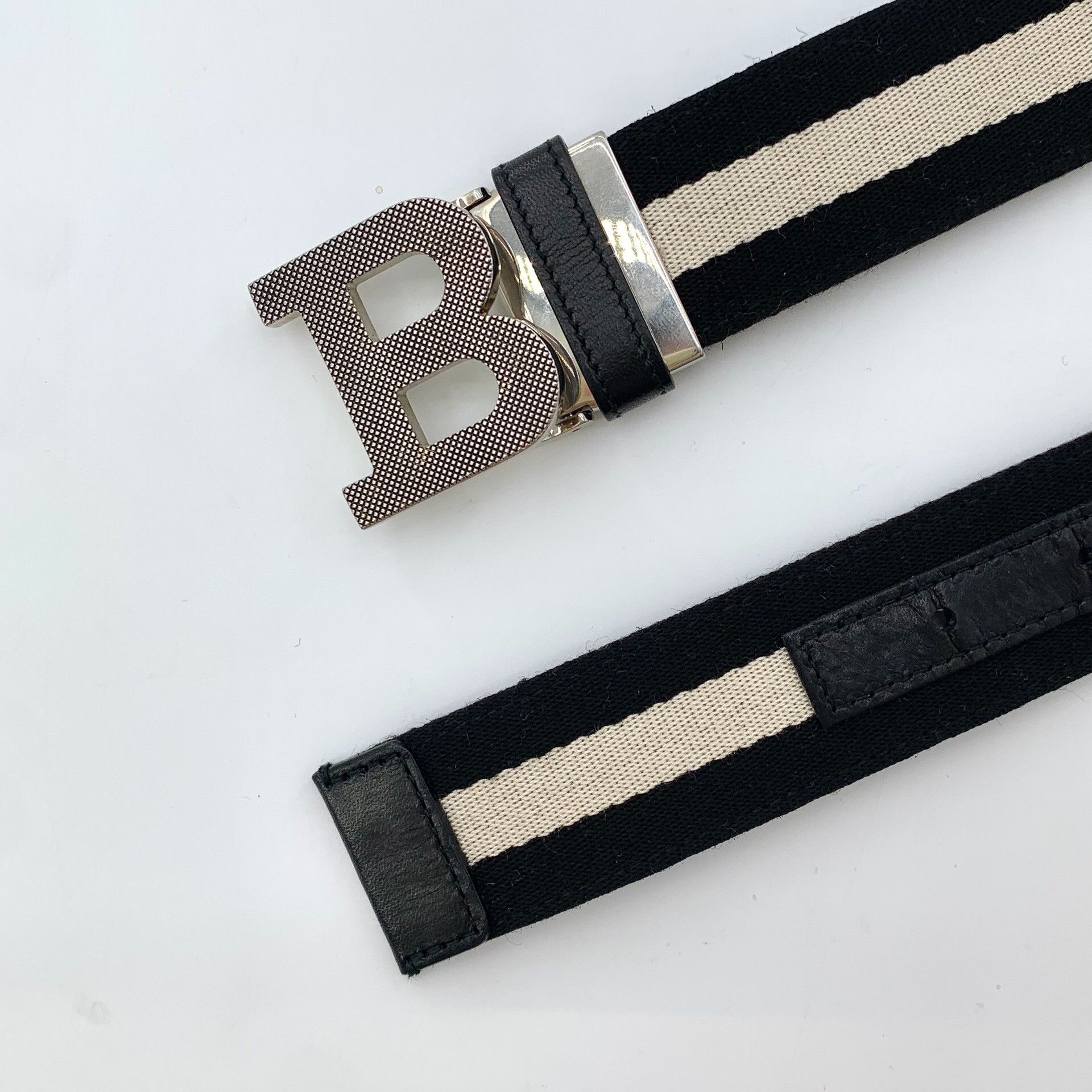 Bally Bally Black Striped Logo Smooth Buckle Belt Size ONE SIZE - 4 Thumbnail