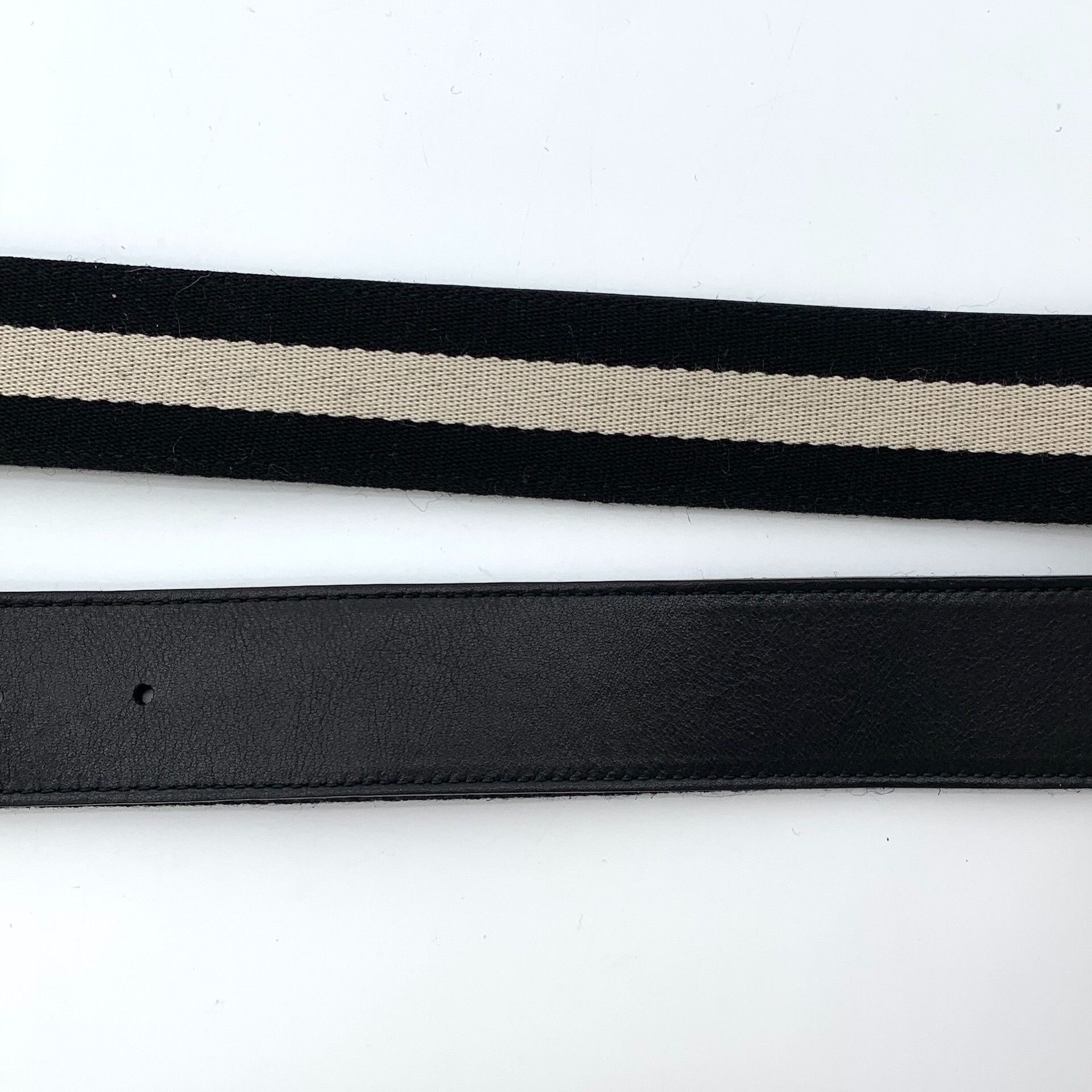 Bally Bally Black Striped Logo Smooth Buckle Belt Size ONE SIZE - 6 Thumbnail
