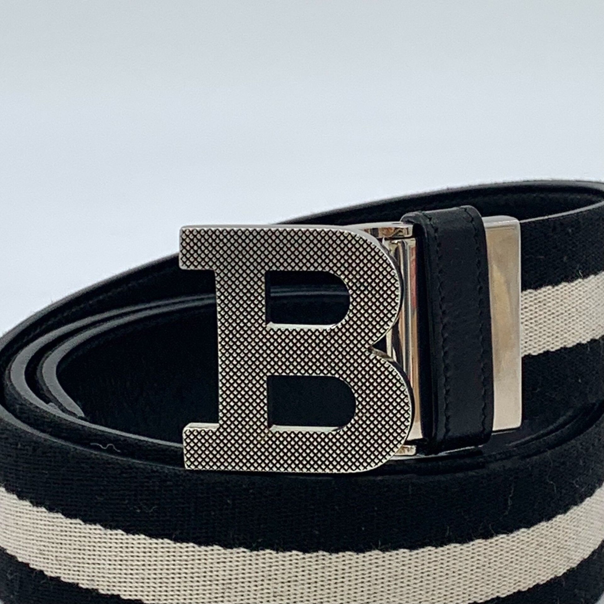 Bally Bally Black Striped Logo Smooth Buckle Belt Size ONE SIZE - 3 Thumbnail