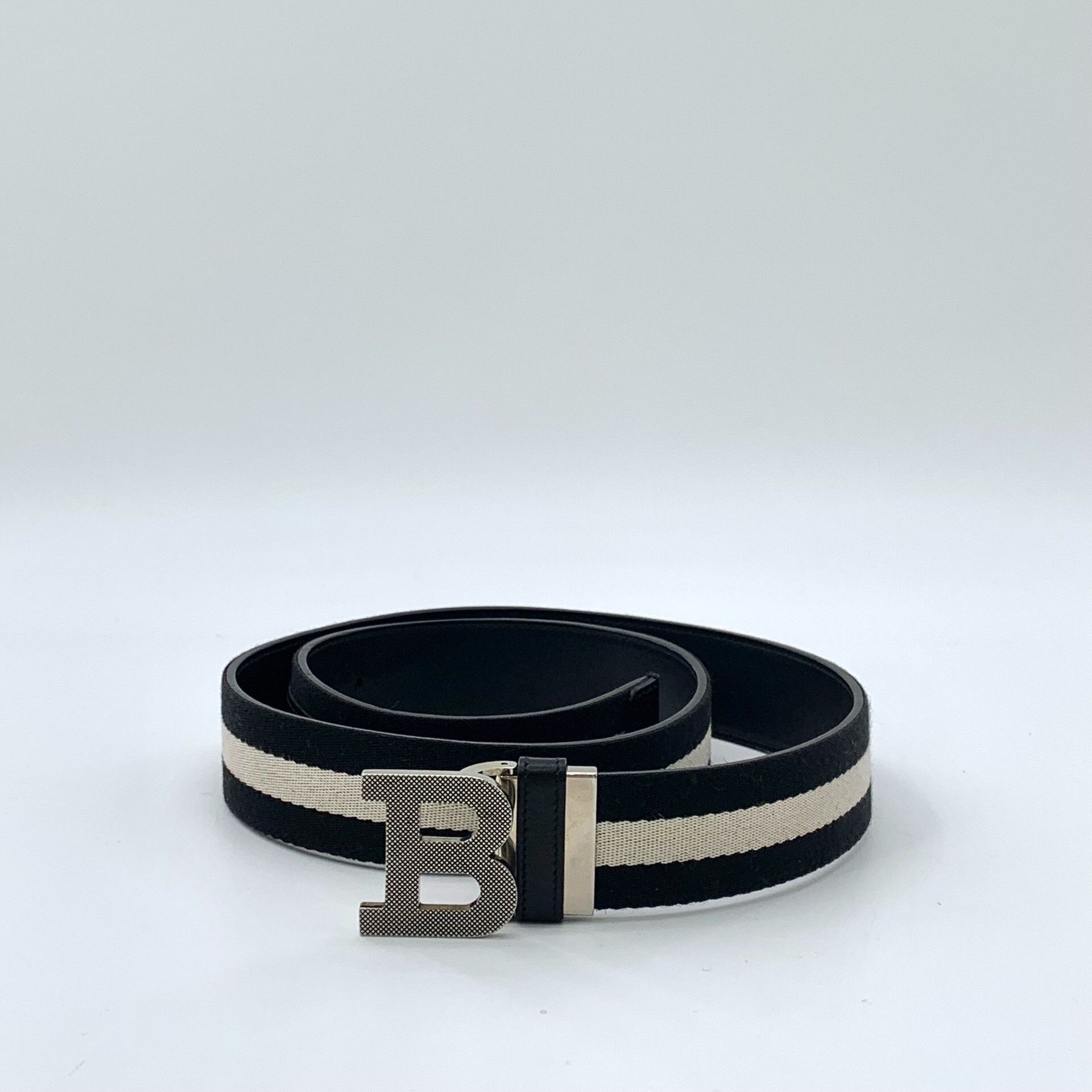 Bally Bally Black Striped Logo Smooth Buckle Belt Size ONE SIZE - 2 Thumbnail