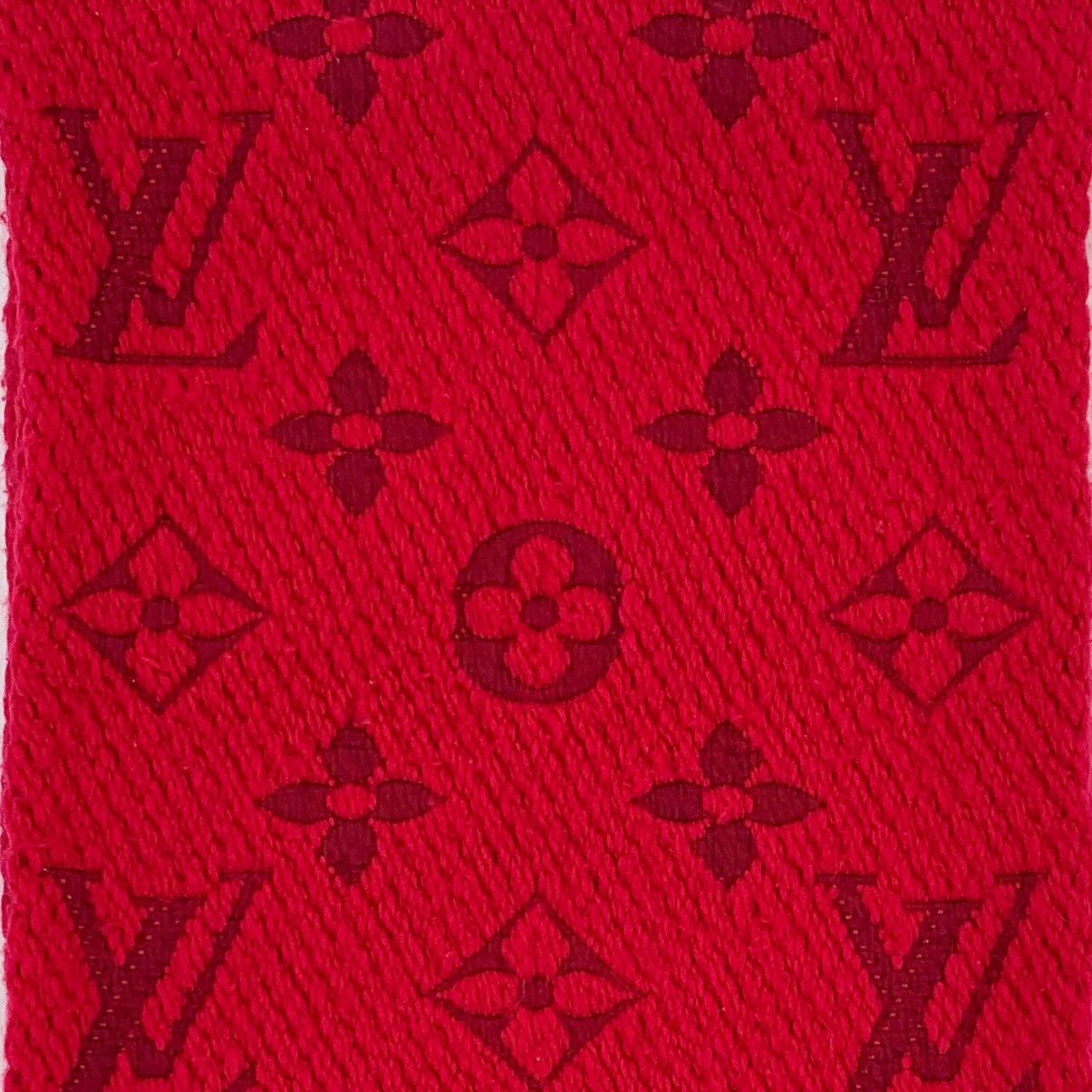 Louis Vuitton Louis Vuitton Red Logo Wool Fringed Scarf Size ONE SIZE - 2 Thumbnail